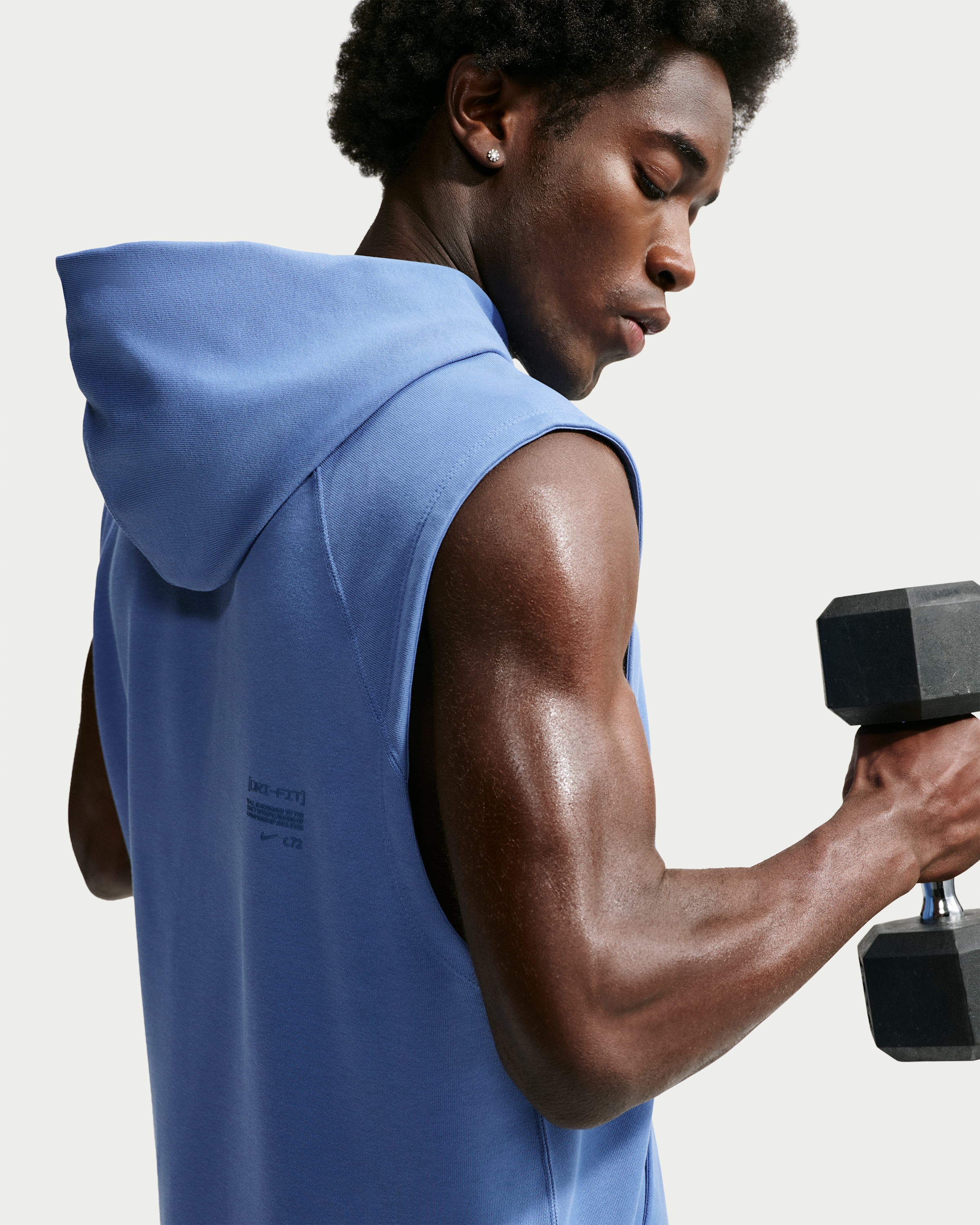 Nike N.A.C. Men's Dri-FIT Fleece Sleeveless Training Hoodie - Indigo Storm/Indigo Storm - View 3