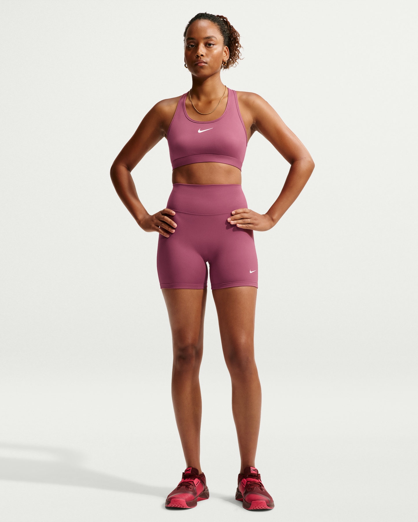 Nike One Women's High-Waisted 12.5cm (approx.) Biker Shorts - Pink Smoke/White - View 1