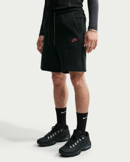Nike Tech Men's Fleece Shorts - Black/Tough Red - View 2