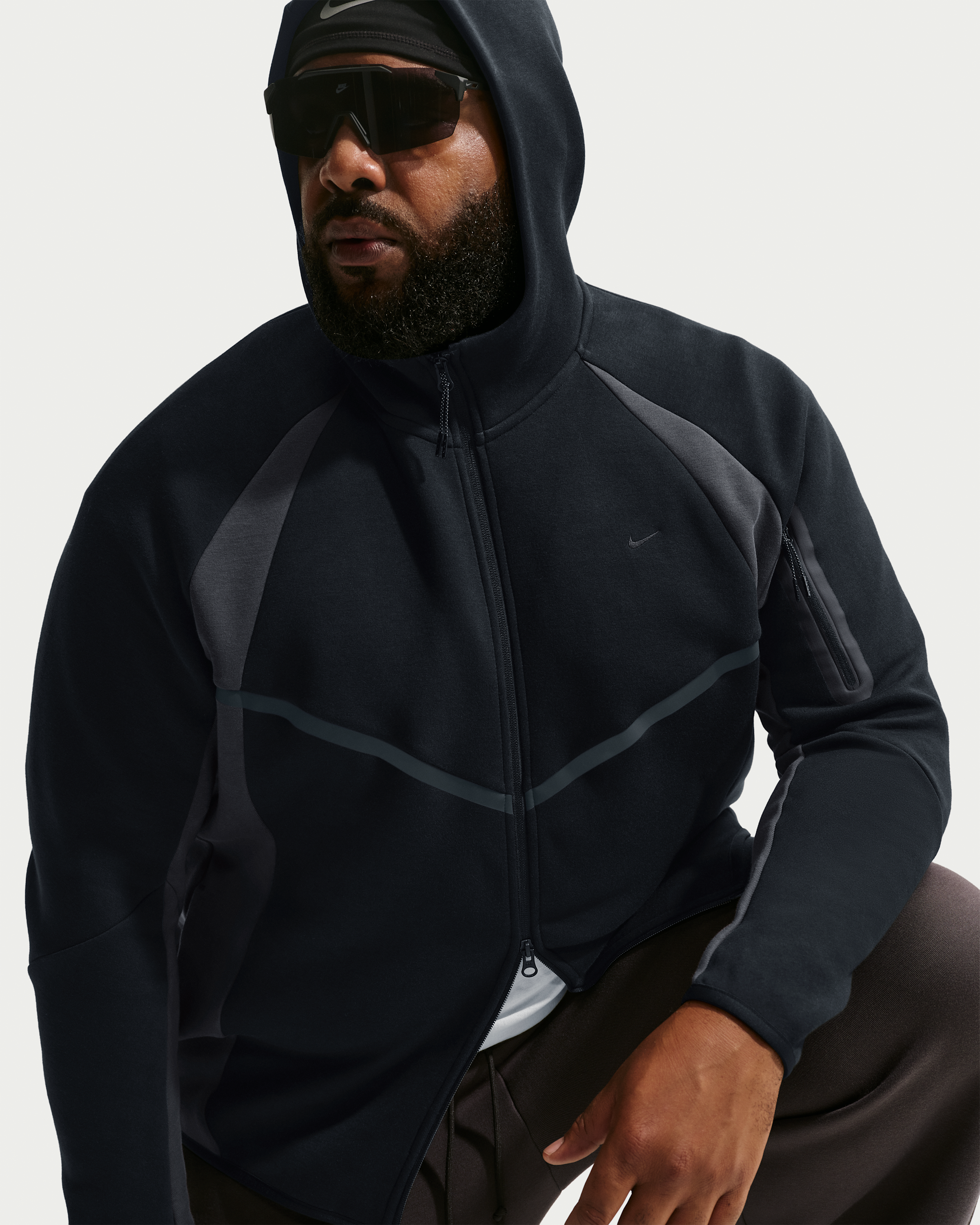 Nike Tech Men's Colour-Block Full-Zip Fleece Windrunner Jacket - Black/Anthracite/Black - View 8