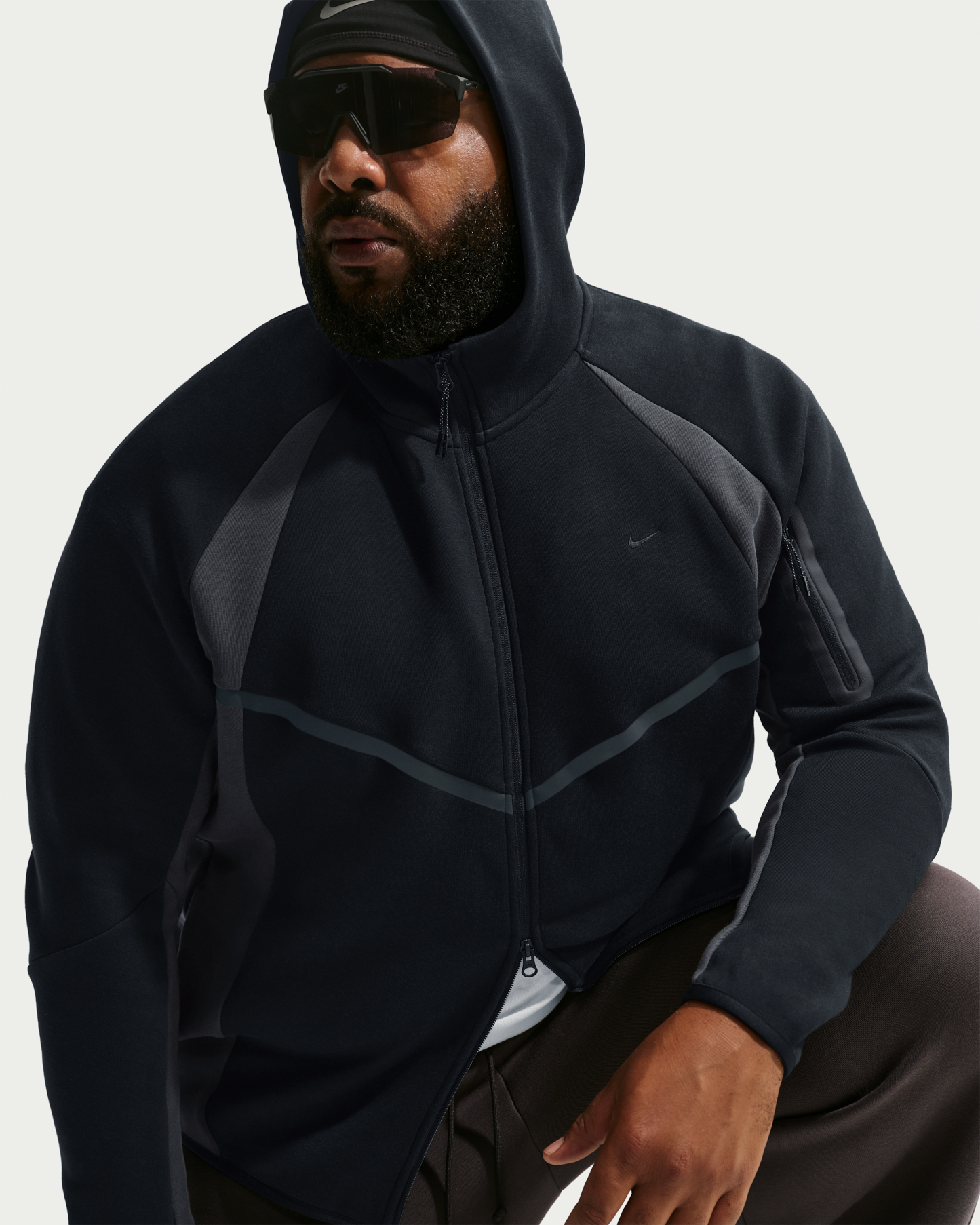 Nike Tech Men's Colour-Block Full-Zip Fleece Windrunner Jacket - Black/Anthracite/Black - View 8