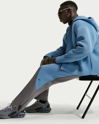 Nike Tech Men's Colour-Block Open-Hem Fleece Trousers - Pencil Point/Work Blue/Black/Black - View 4