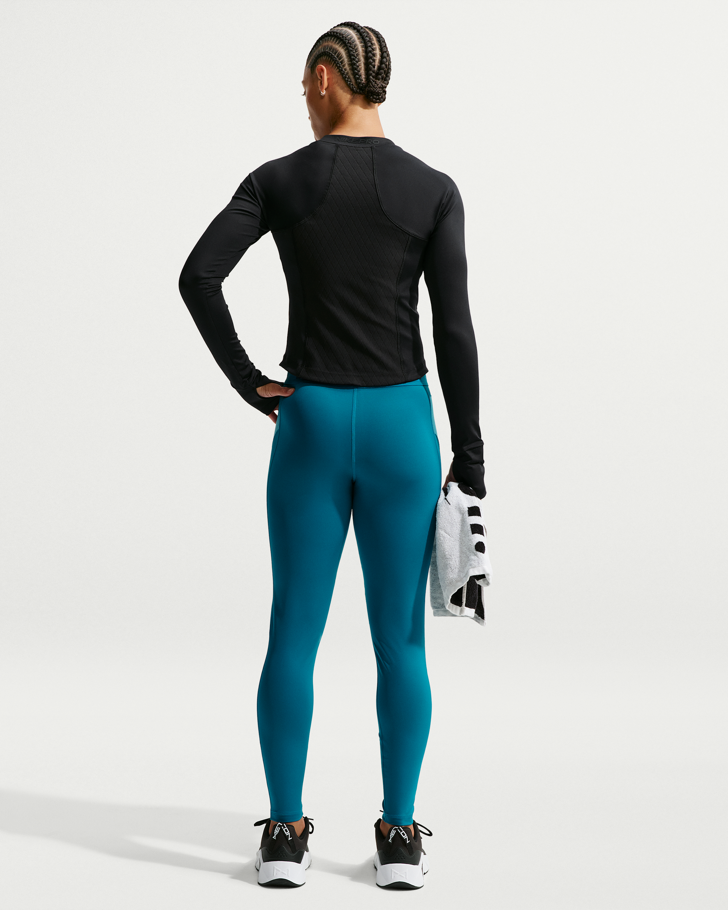 Nike Pro Sculpt Women's Dri-FIT 1/4-Zip Long-Sleeve Top - Black/White - View 5