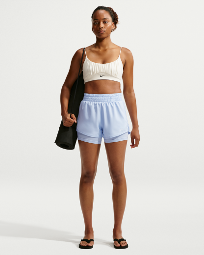 Nike One Women's Dri-FIT High-Waisted 8cm (approx.) 2-in-1 Shorts - Hydrogen Blue/White - View 1