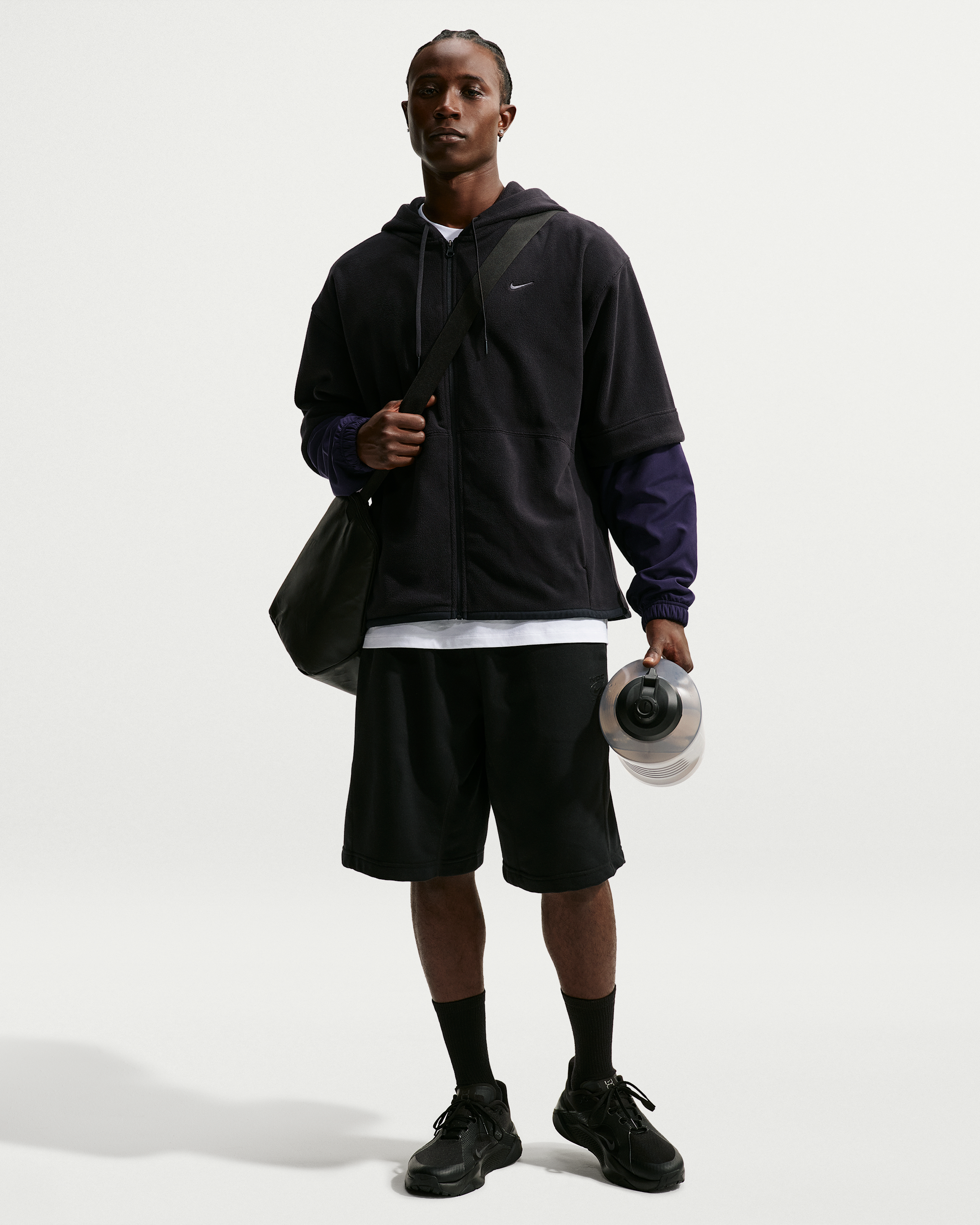 Nike Men's Therma-FIT Full-Zip Fleece Hoodie - Black/Purple Dynasty/Black - View 4