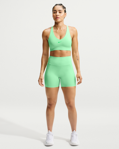 Nike Universa Women's High-Waisted 12.5cm (approx.) Biker Shorts with No Front Seam - Illusion Green/Light Green Spark/Green Spark - View 1
