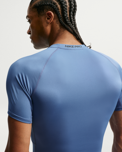 Nike Pro Men's Dri-FIT Tight Short-Sleeve Fitness Top - Indigo Storm/Black - View 2