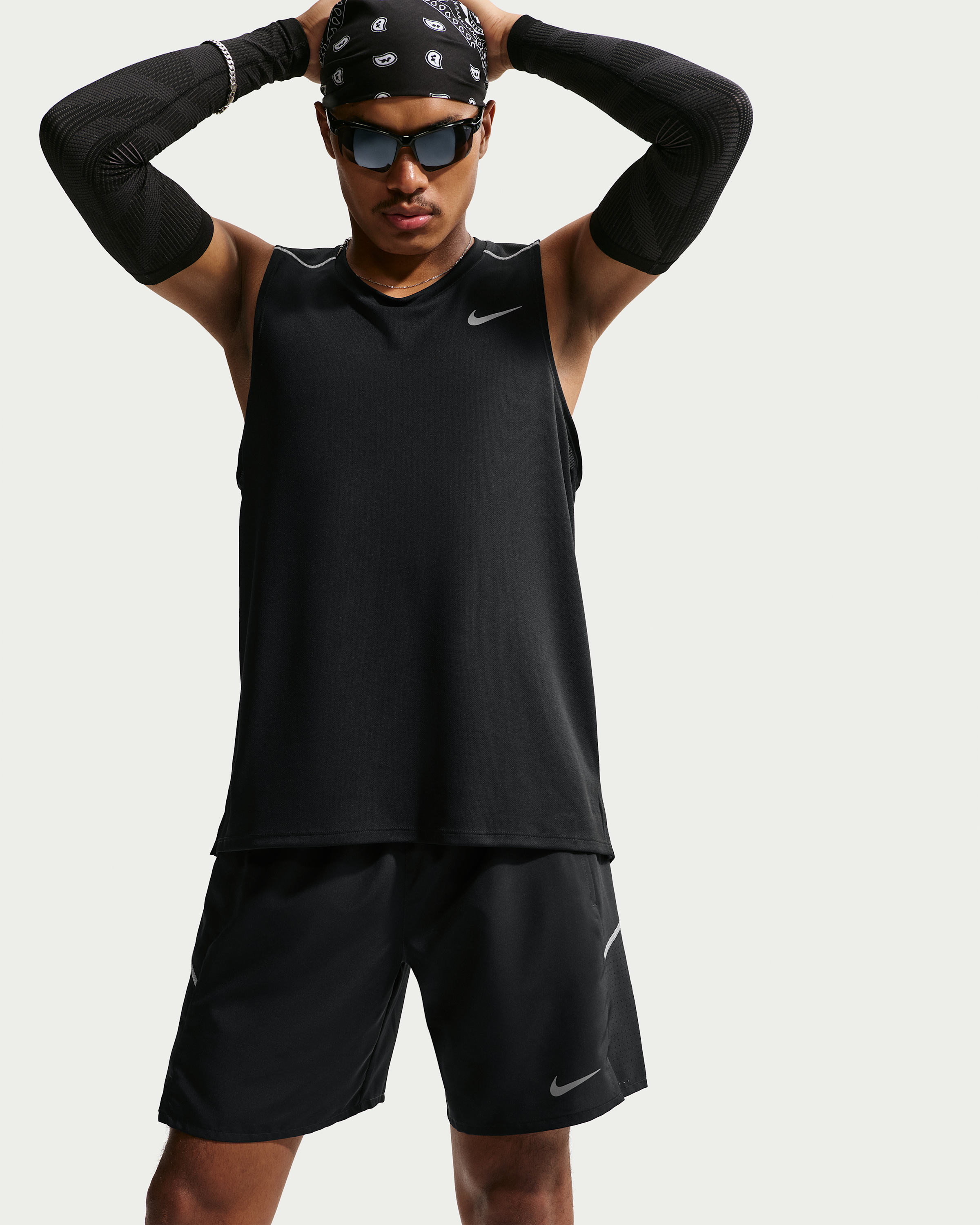 Nike Miler Men's Dri-FIT 18cm (approx.) Brief-Lined Running Shorts - Black/Black - View 4