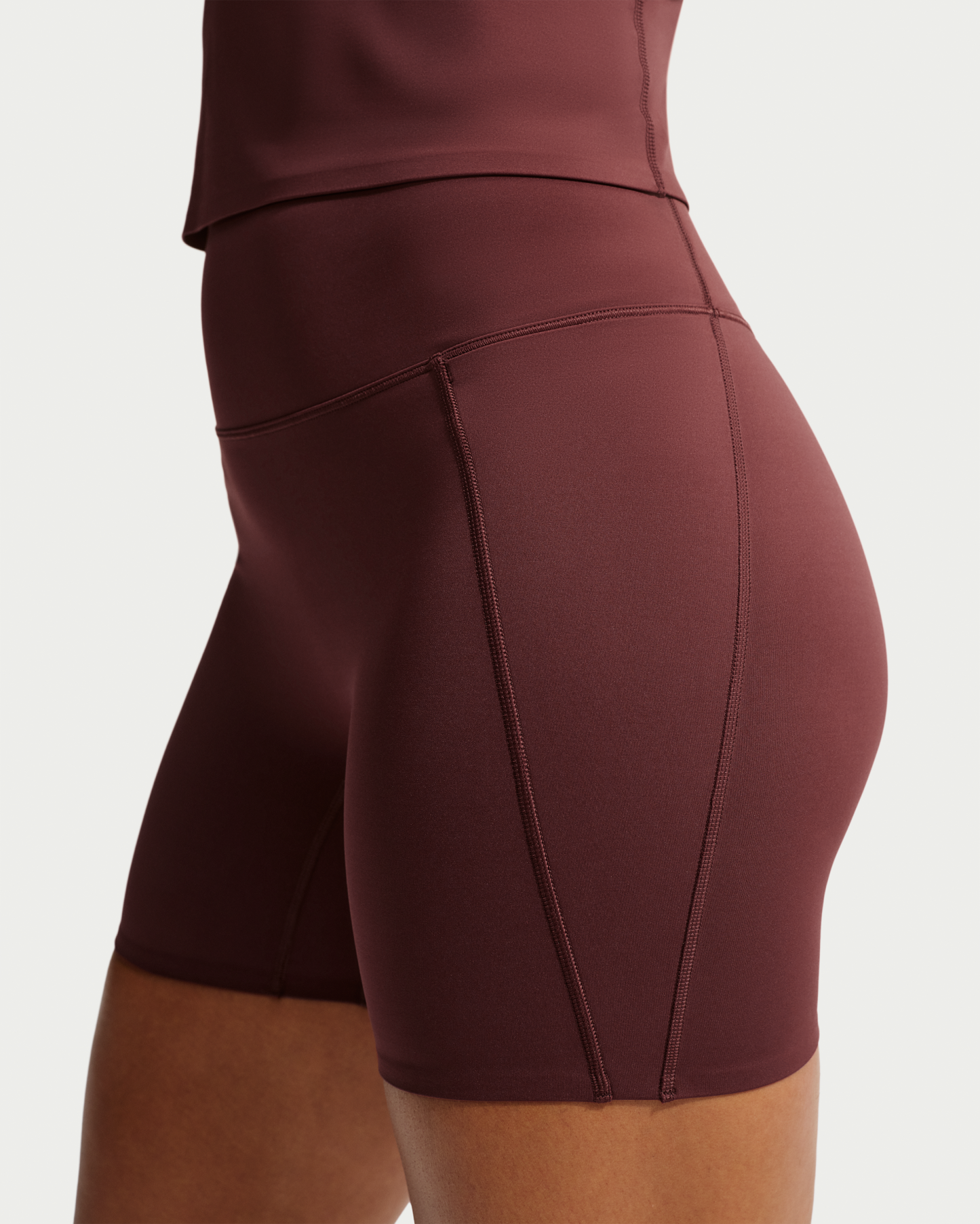 Nike Universa Women's High-Waisted 12.5cm (approx.) Biker Shorts with No Front Seam - Mystic Dates/Mystic Dates/Burgundy Crush - View 7