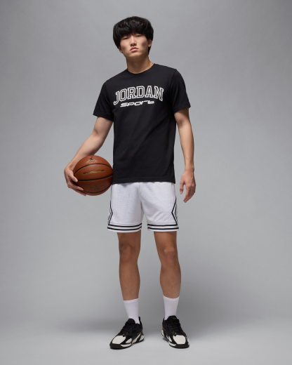 Jordan Sport Men's Dri-FIT 18cm (approx.) Mesh Diamond Shorts - White/Black/Black - View 6