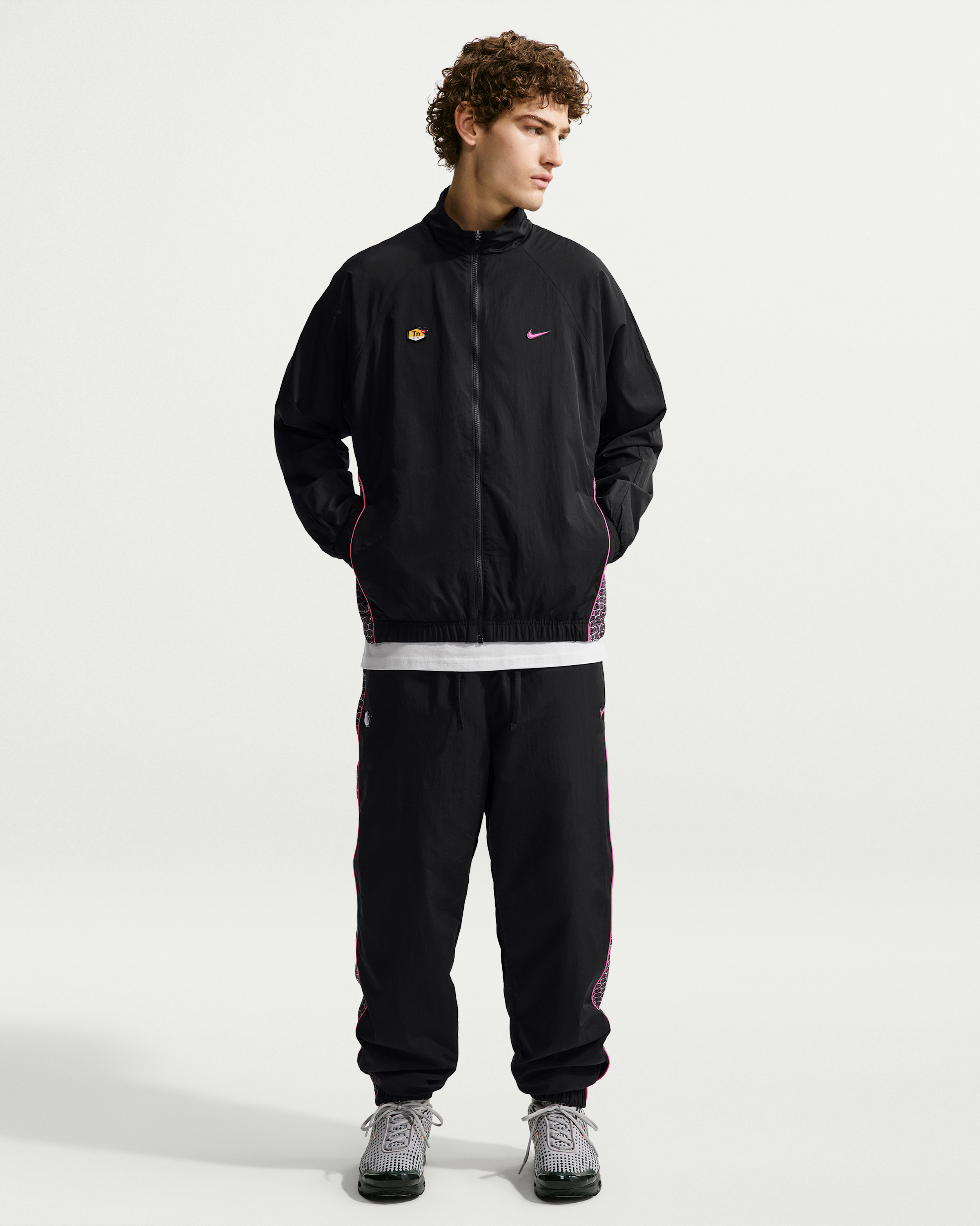 Nike Sportswear Men's Woven Tracksuit Jacket - Black/Black/Pinksicle - View 4