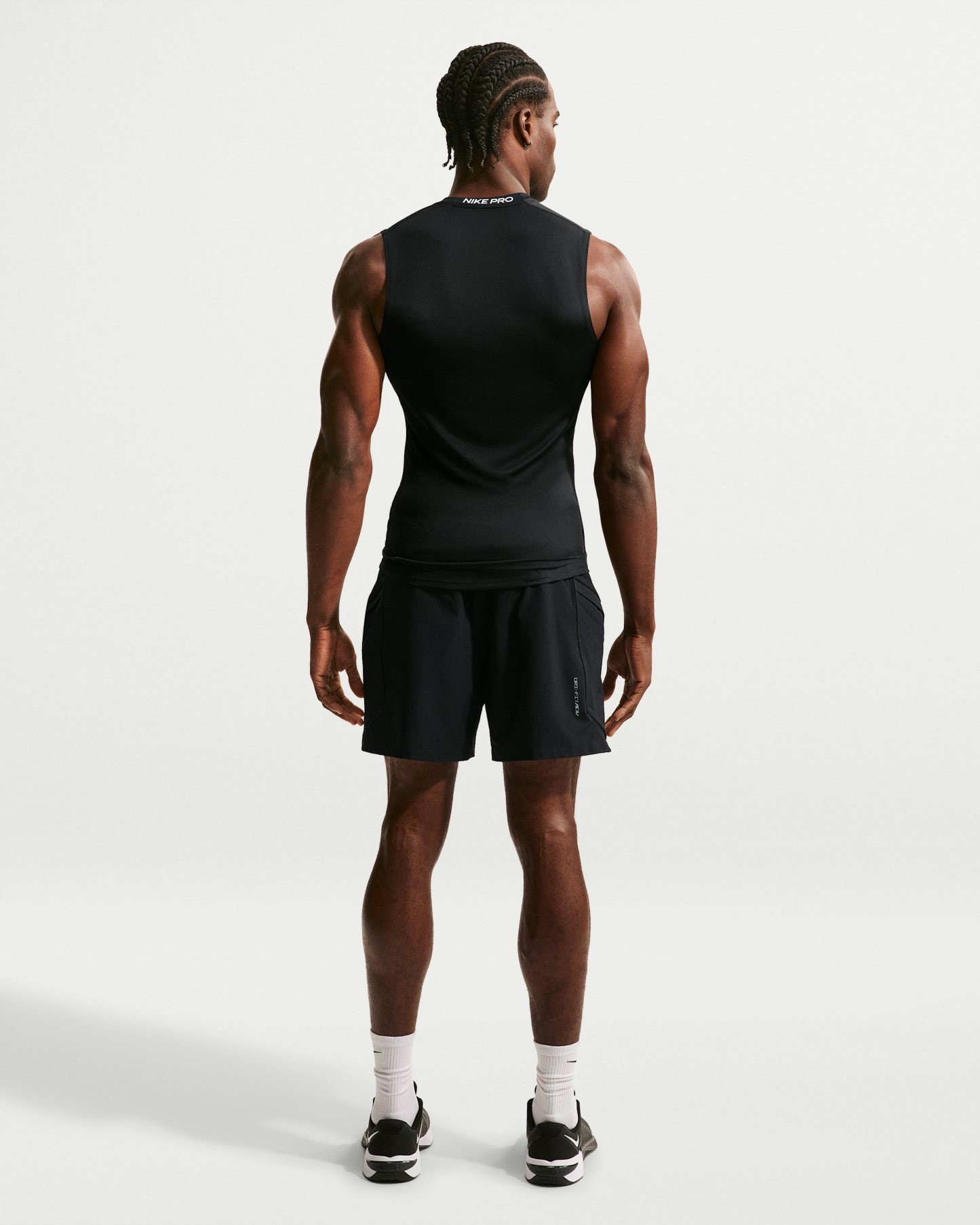 Nike Pro Men's Dri-FIT Tight Sleeveless Fitness Top - Black/White - View 5