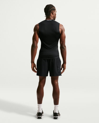 Nike Pro Men's Dri-FIT Tight Sleeveless Fitness Top - Black/White - View 5