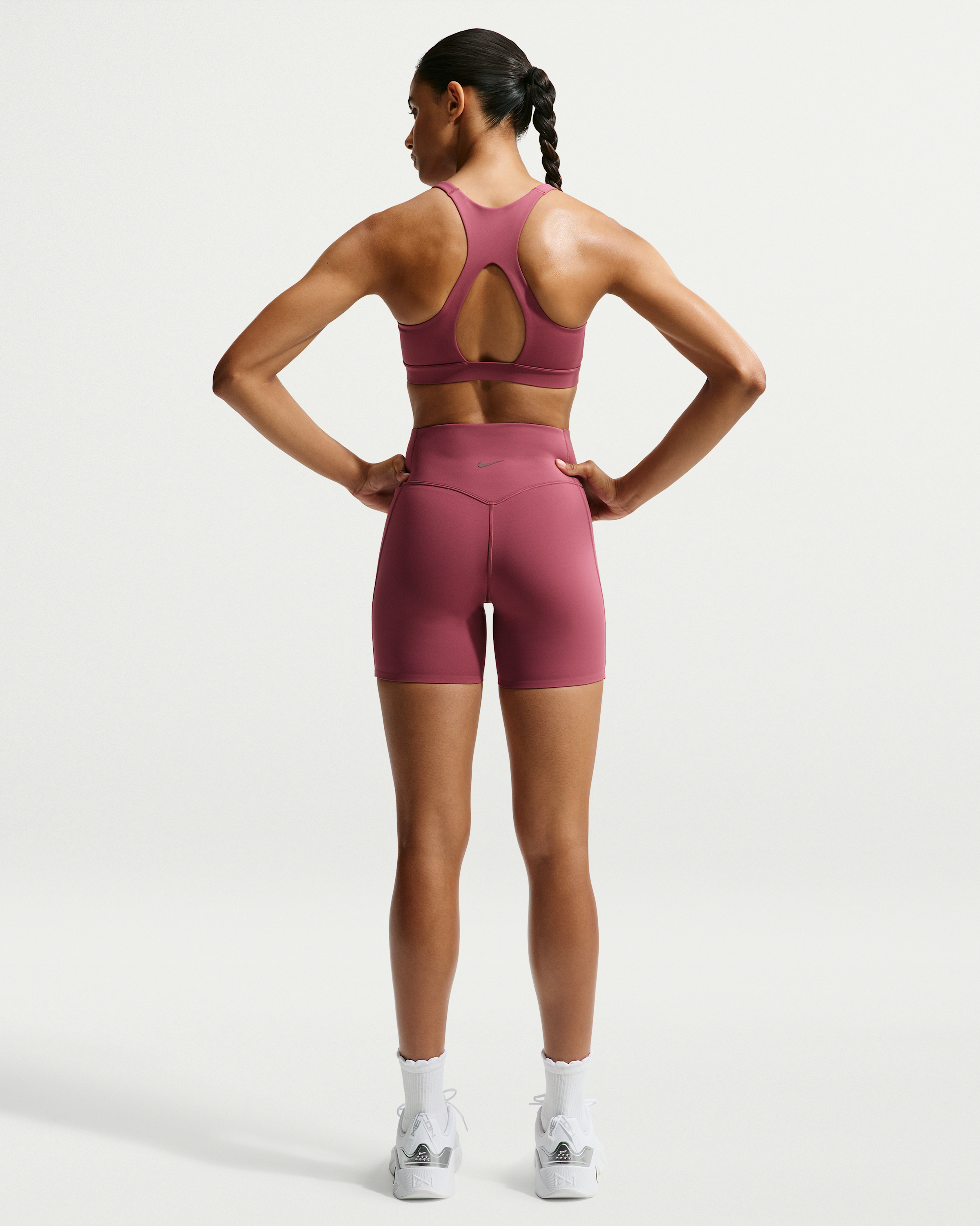 Nike Universa Women's High-Waisted 12.5cm (approx.) Biker Shorts with No Front Seam - Pink Smoke/Pink Smoke/Mystic Dates - View 5