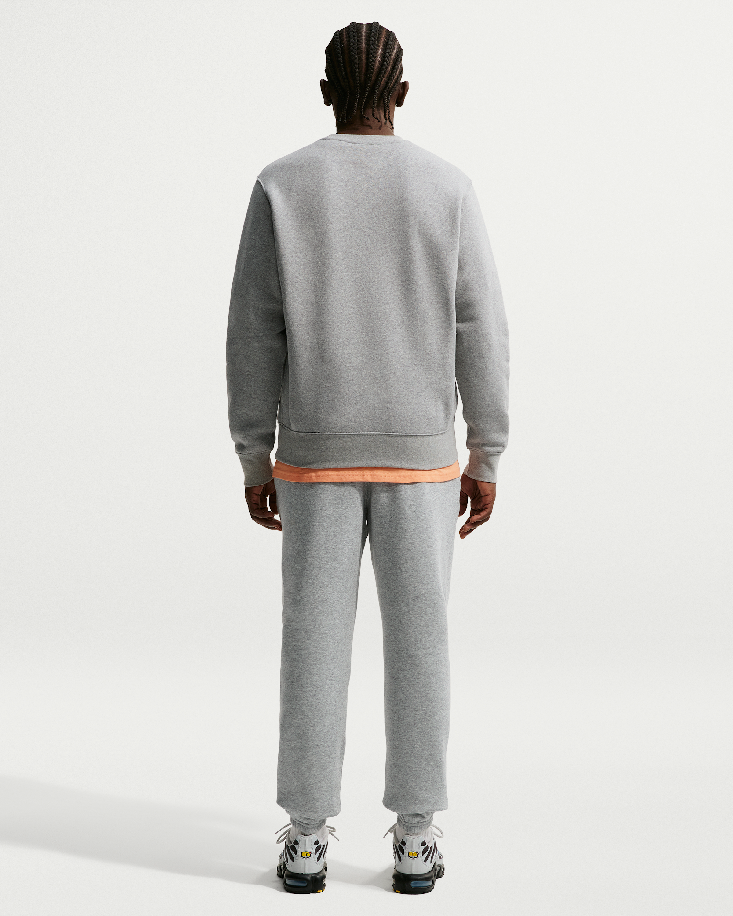 Nike Club Men's Fleece Crew - Dark Grey Heather/White - View 5