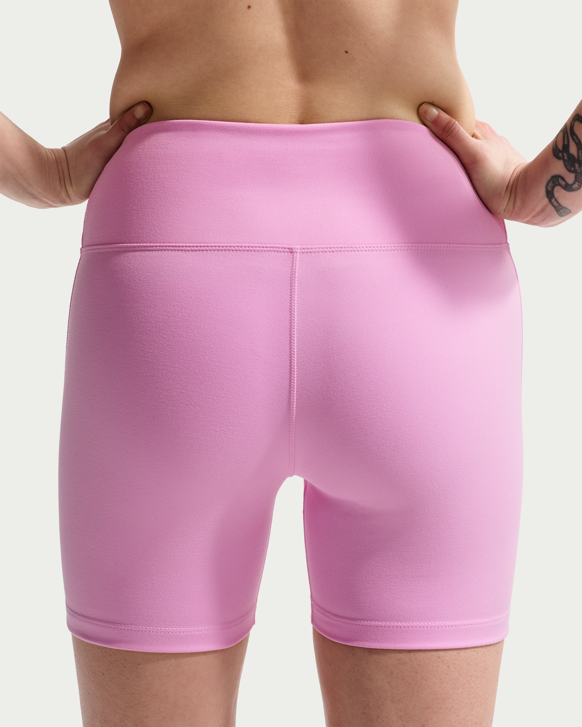 Nike One Women's High-Waisted 12.5cm (approx.) Biker Shorts - Pink Rise/White - View 3