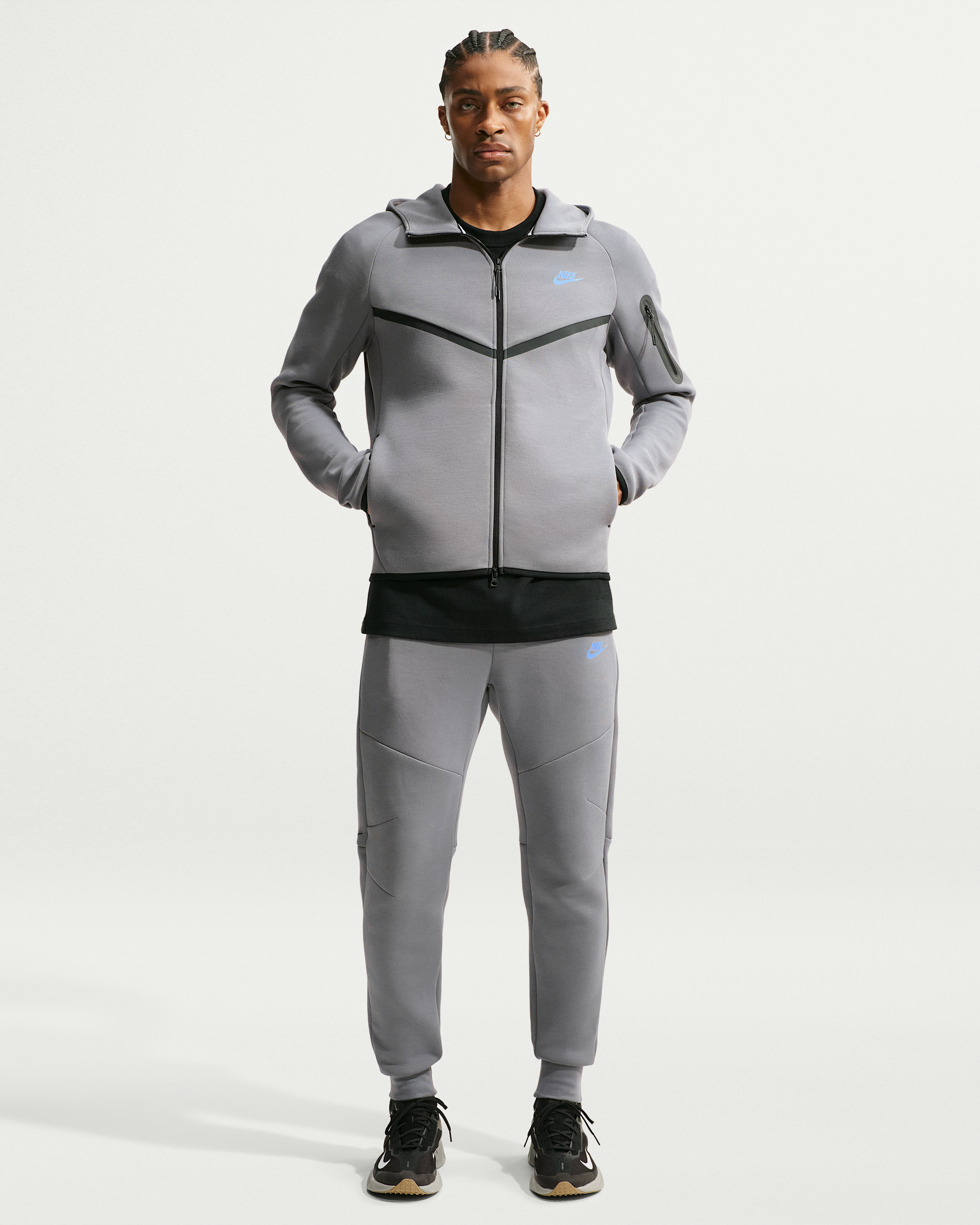 Nike Tech Men's Fleece Joggers - Smoke Grey/Football Blue - View 1