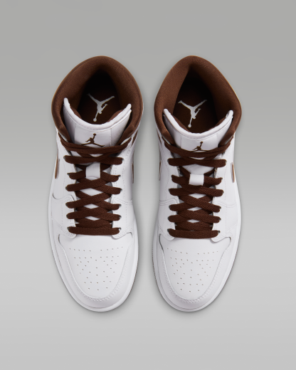 Air Jordan 1 Mid Women's Shoes - White/Cacao Wow/Cacao Wow - View 4