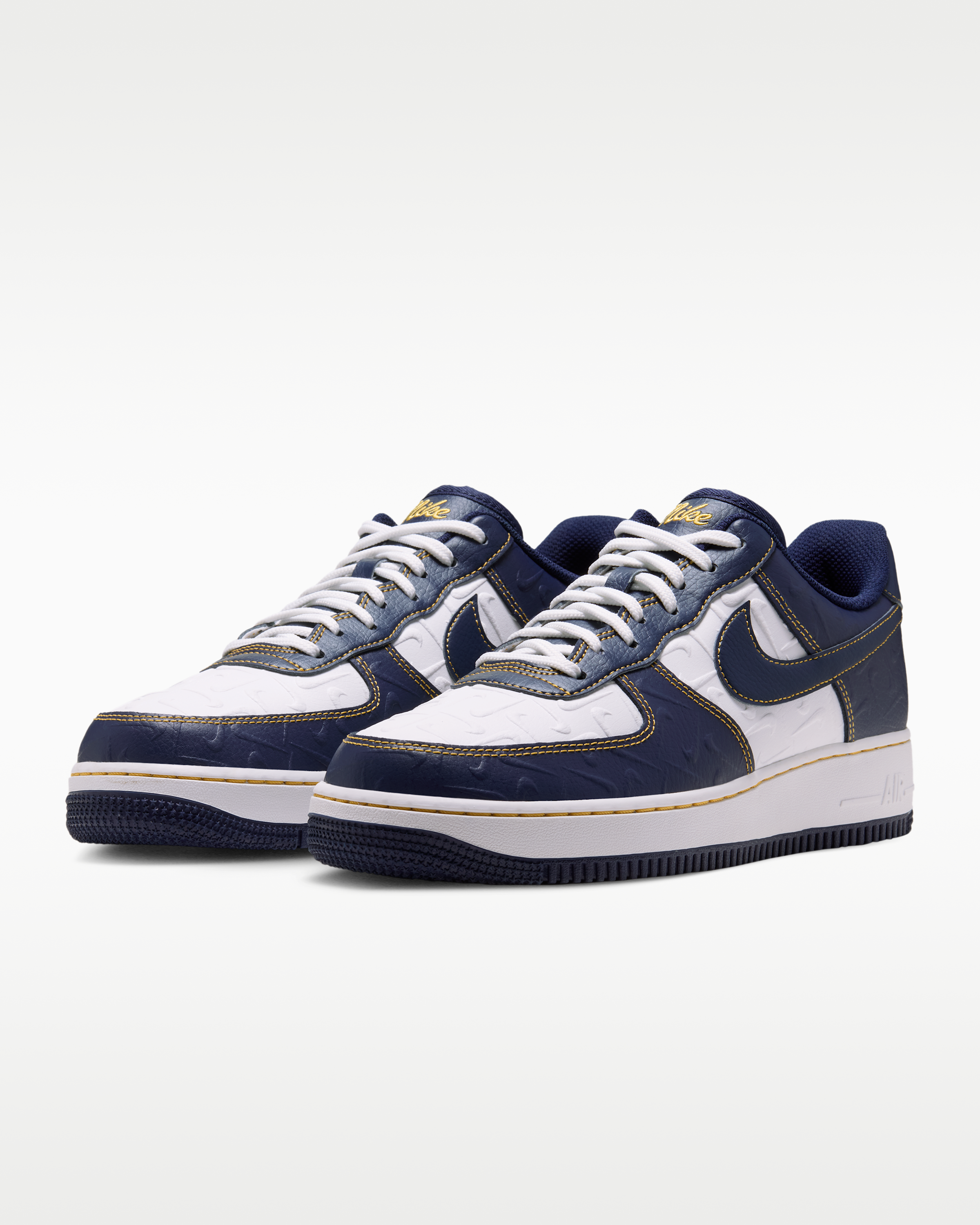 Nike Air Force 1 '07 Men's Shoes - Summit White/Yellow Ochre/Midnight Navy - View 5