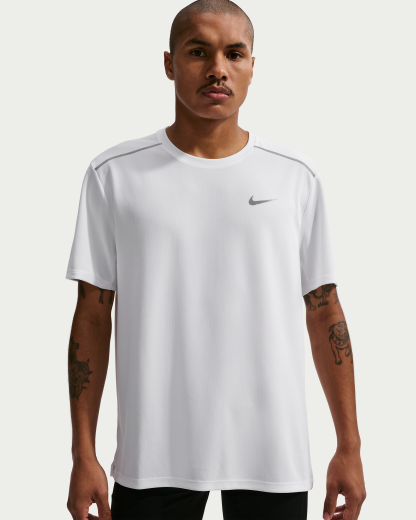 Nike Miler Men's Dri-FIT Short-Sleeve Running Top - White/White - View 1