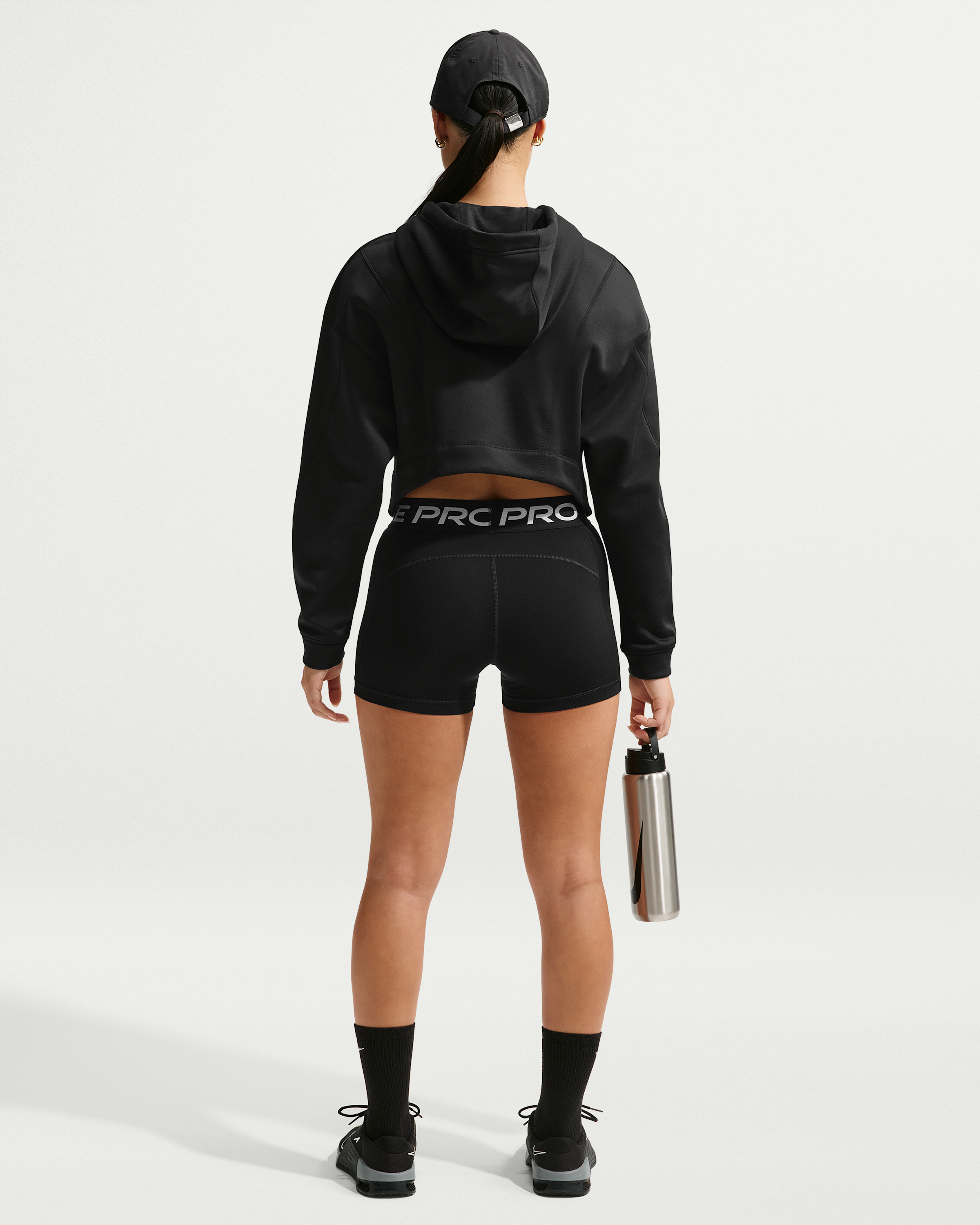 Nike Pro Women's Mid-Rise 7.5cm (approx.) Biker Shorts - Black/White - View 5