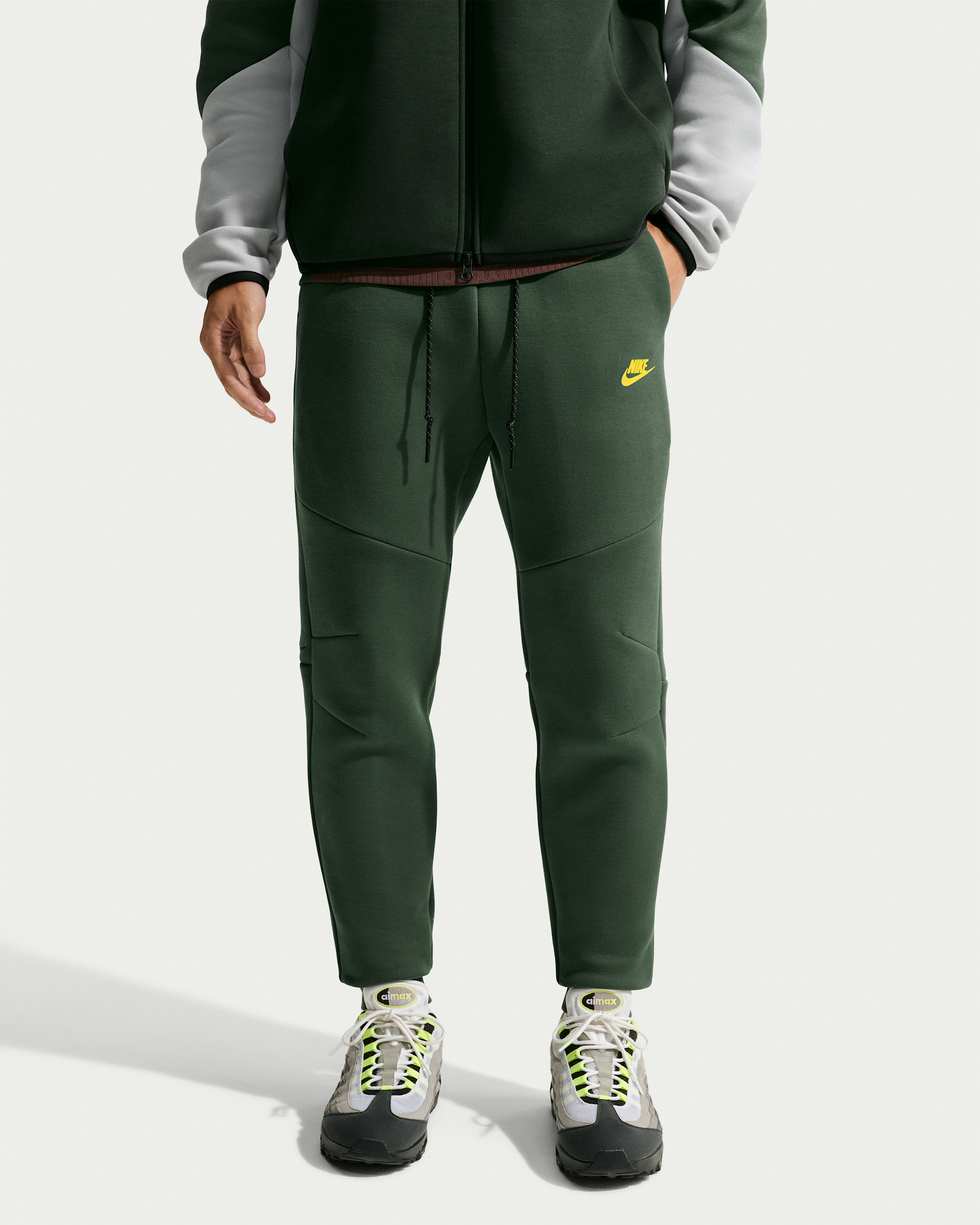 Nike Tech Men's Fleece Joggers - Camo Green/Chrome Yellow - View 2