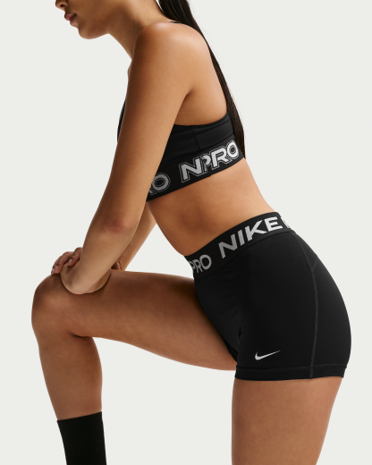 Nike Pro Women's Mid-Rise 7.5cm (approx.) Biker Shorts - Black/White - View 4
