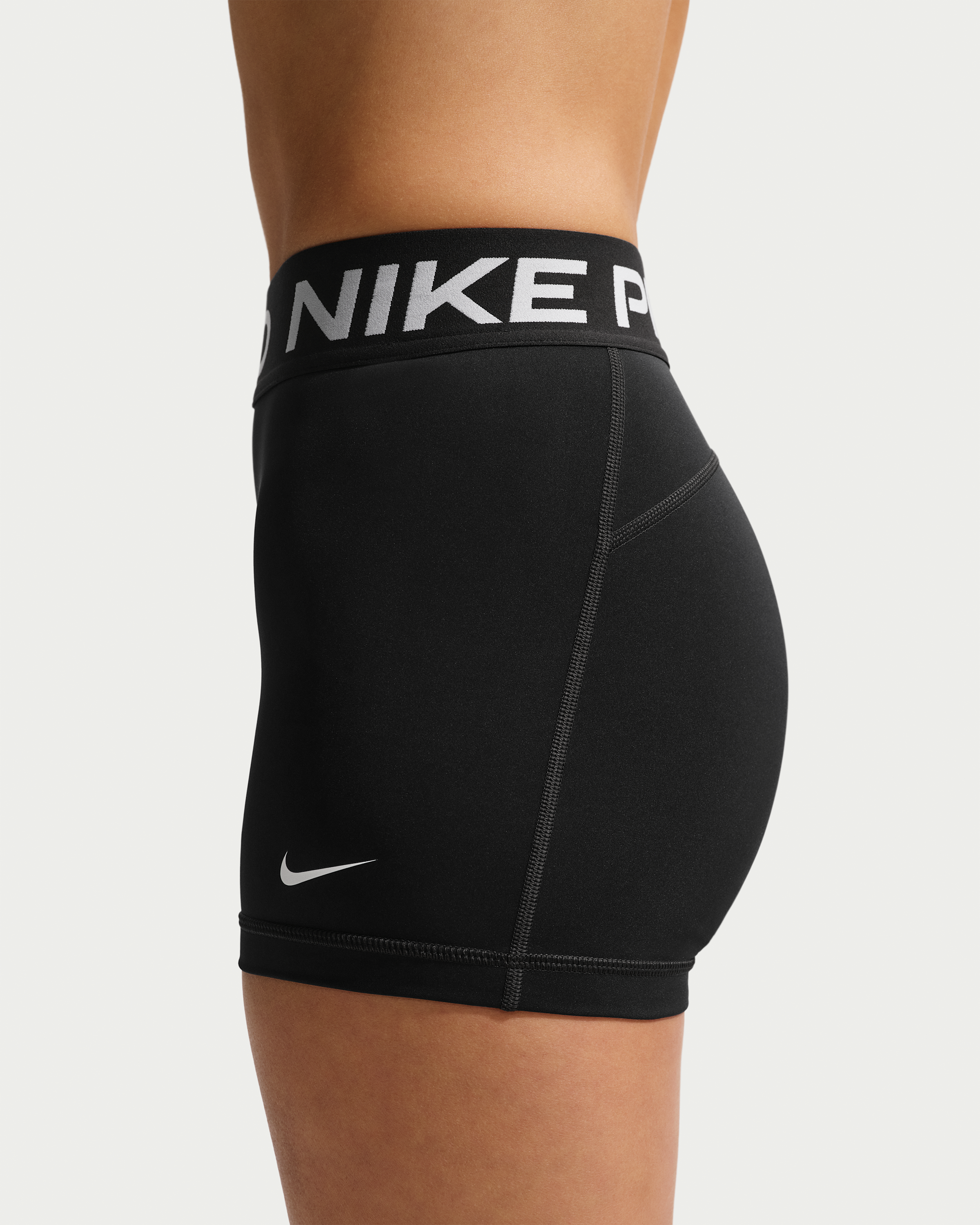 Nike Pro Women's Mid-Rise 7.5cm (approx.) Biker Shorts - Black/White - View 3