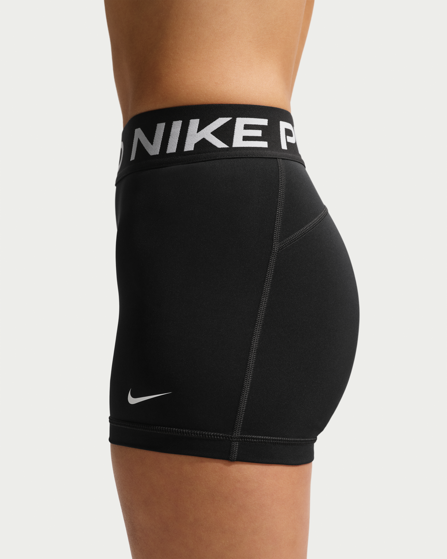 Nike Pro Women's Mid-Rise 7.5cm (approx.) Biker Shorts - Black/White - View 3