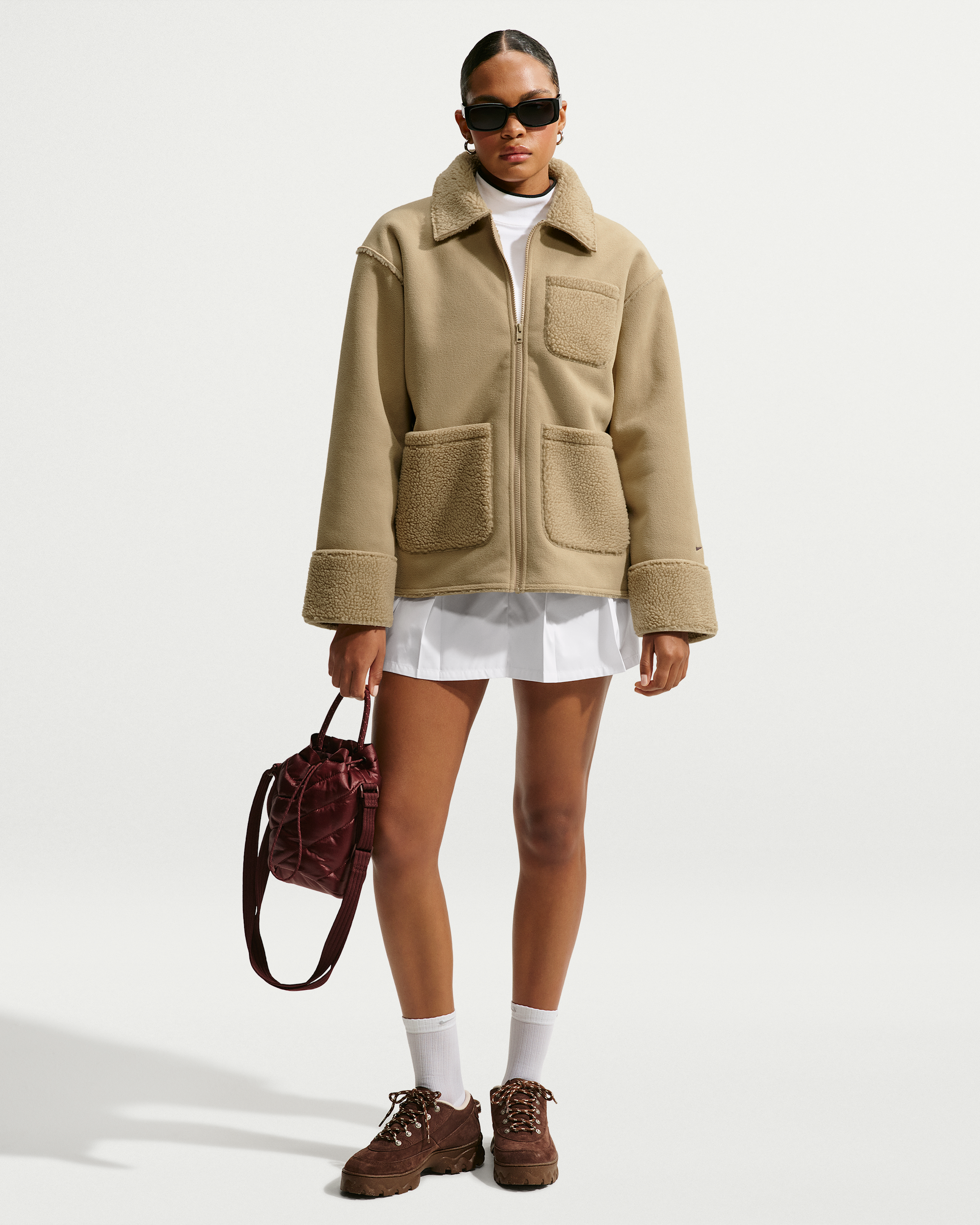Nike Sportswear Women's Oversized Therma-FIT Chore Jacket - Parachute Beige/Black - View 4