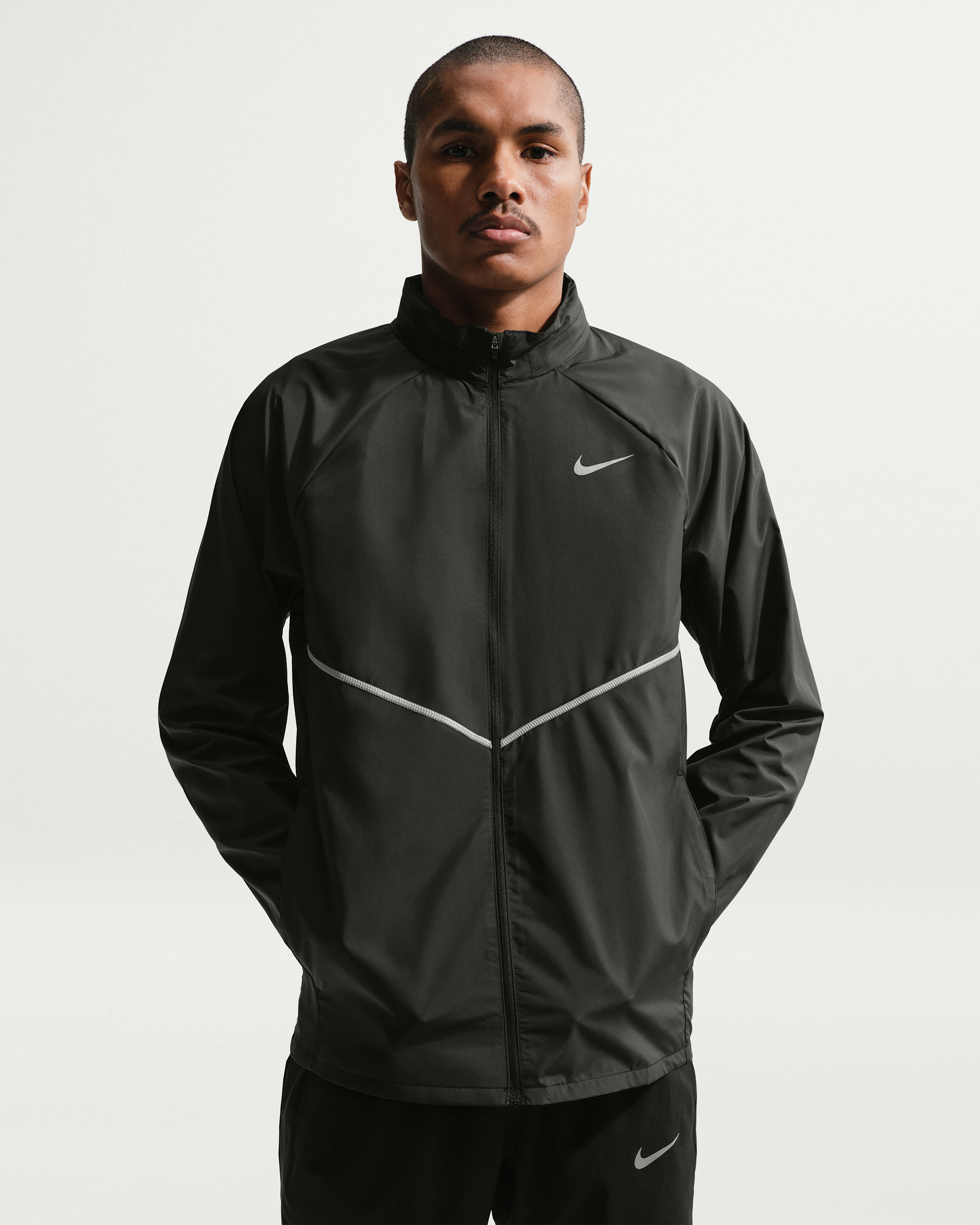 Nike Miler Men's Repel UV Protection Hooded Running Jacket - Black/Black - View 1
