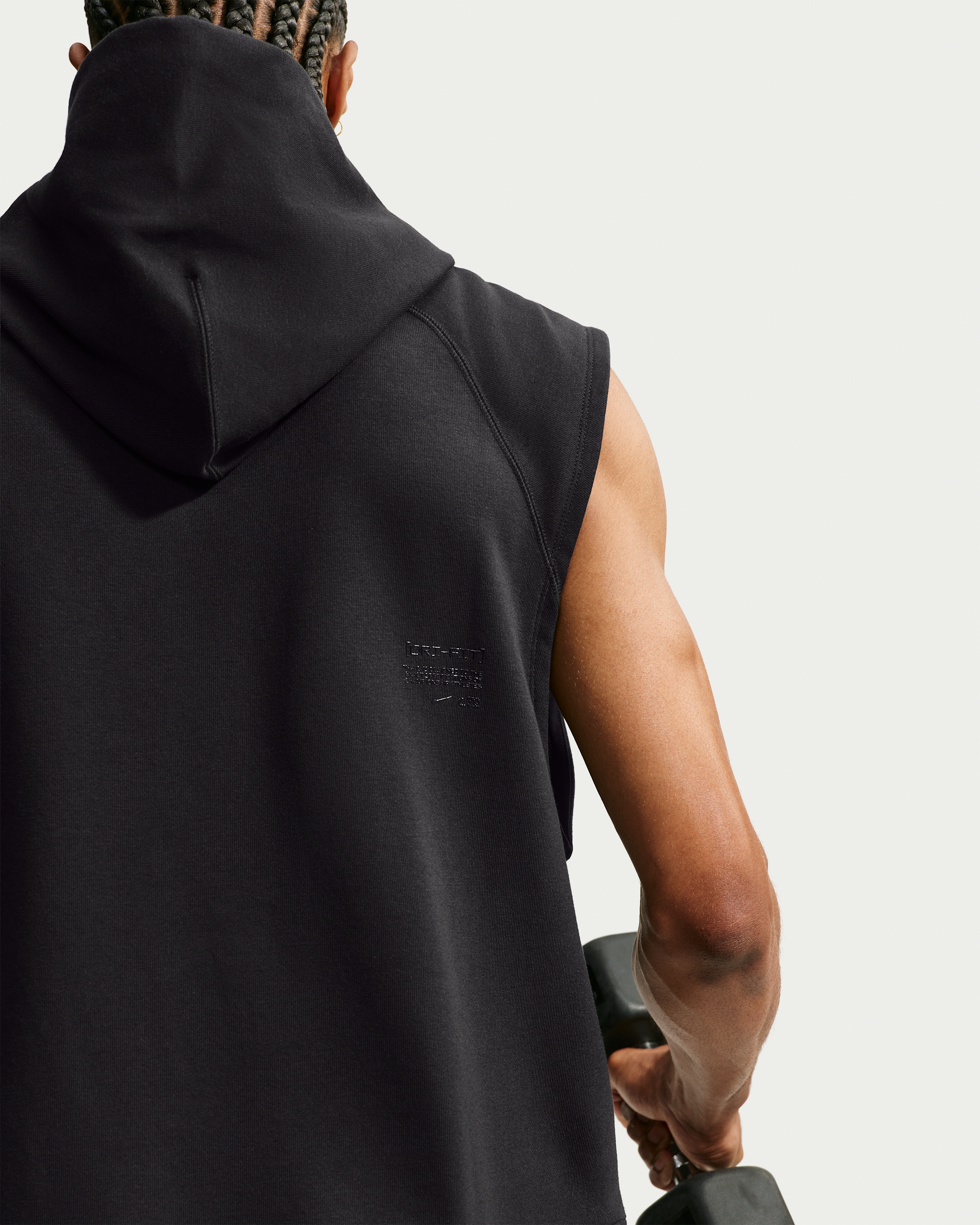 Nike N.A.C. Men's Dri-FIT Fleece Sleeveless Training Hoodie - Black/Black - View 2