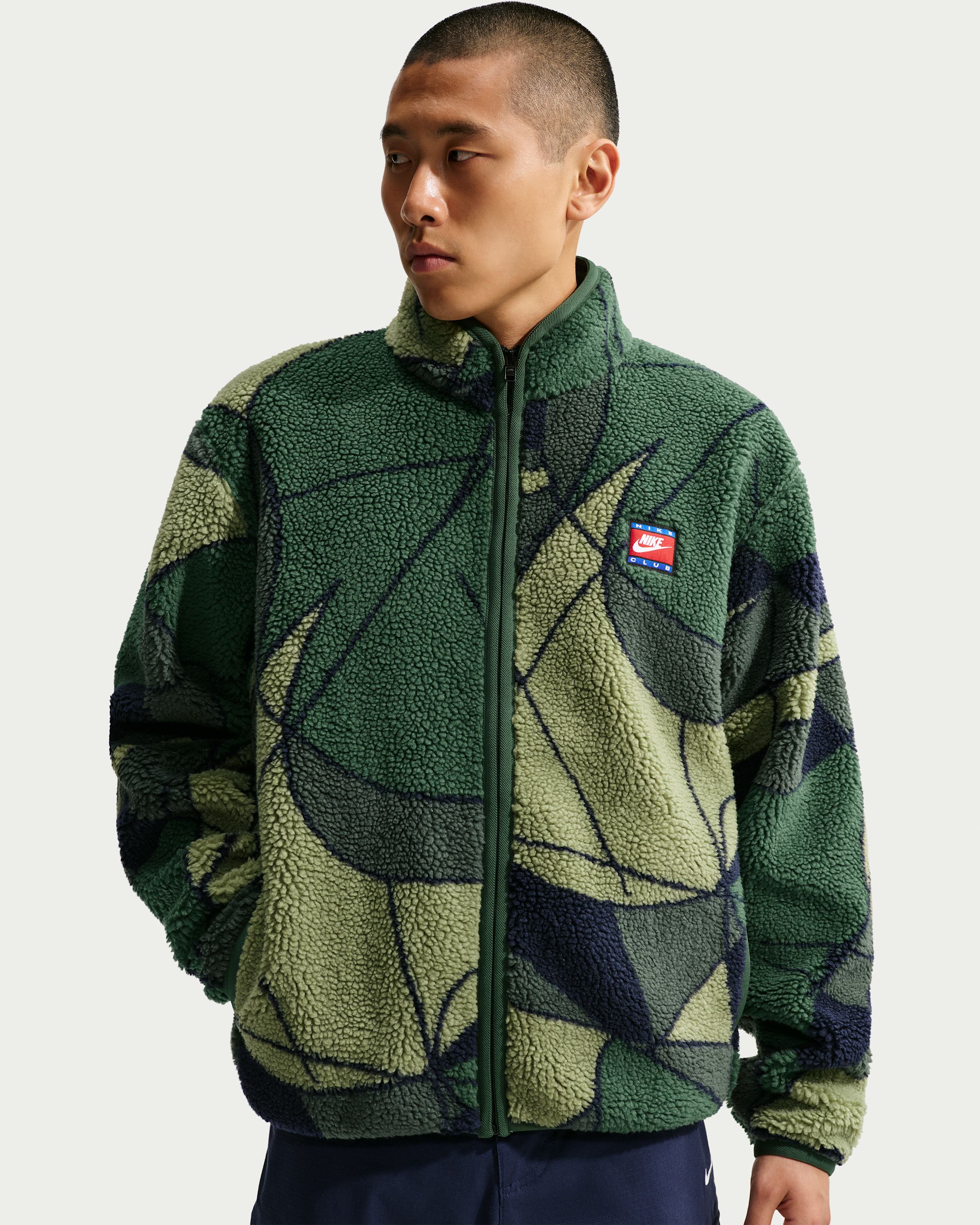 Nike Club Men's Winterized Fleece Full-Zip Jacket - Fir/Light Smoke Grey - View 1