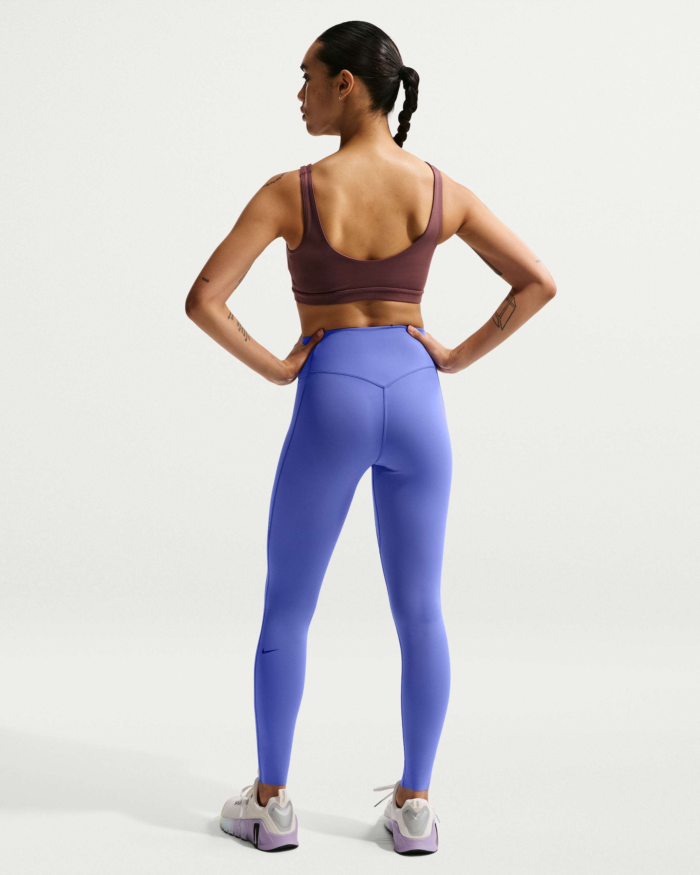 Nike Universa Women's High-Waisted Full-Length Leggings with No Front Seam - Sapphire/Bright Blue/Deep Night - View 5
