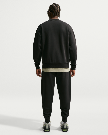 Nike Solo Fleece Men's Crew-Neck Sweatshirt - Total Black/Sail - View 5
