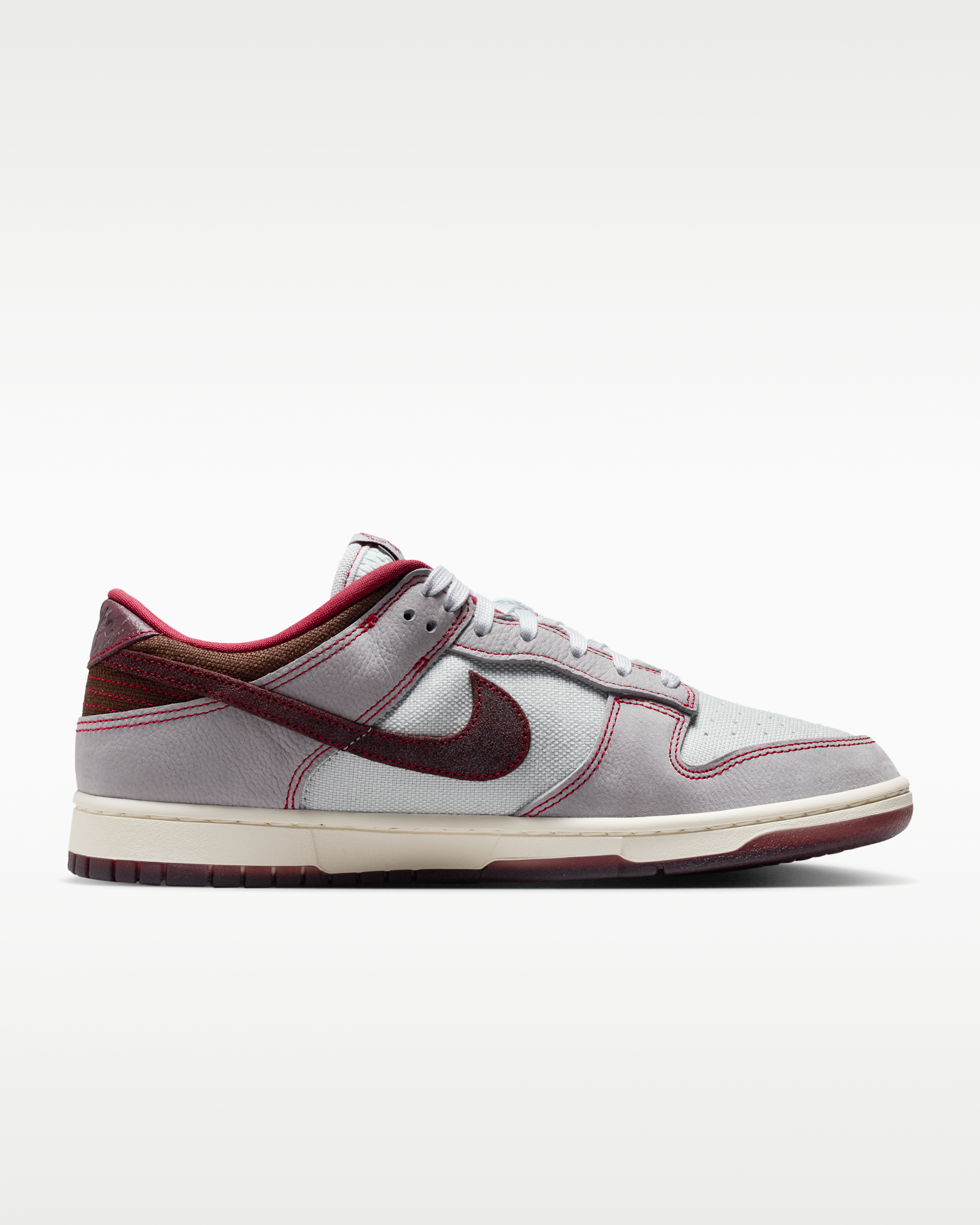 Nike Dunk Low Retro SE Men's Shoes - Pure Platinum/Wolf Grey/Team Red/Burgundy Crush - View 3