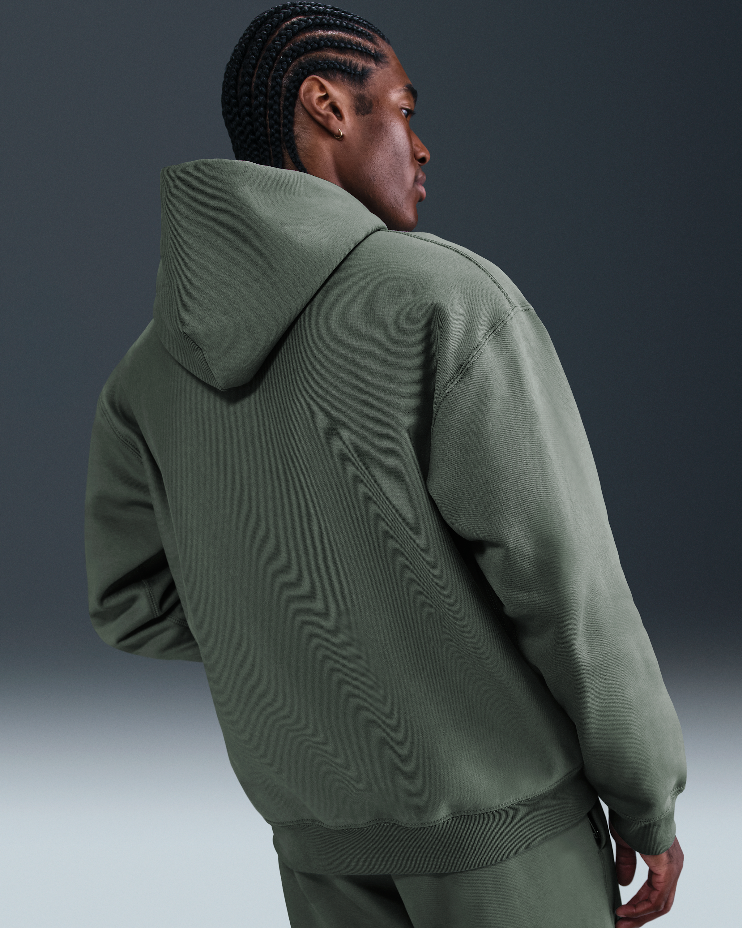 Nike Solo Swoosh Men's Pullover Hoodie - Clay Green/Clay Green/White - View 2
