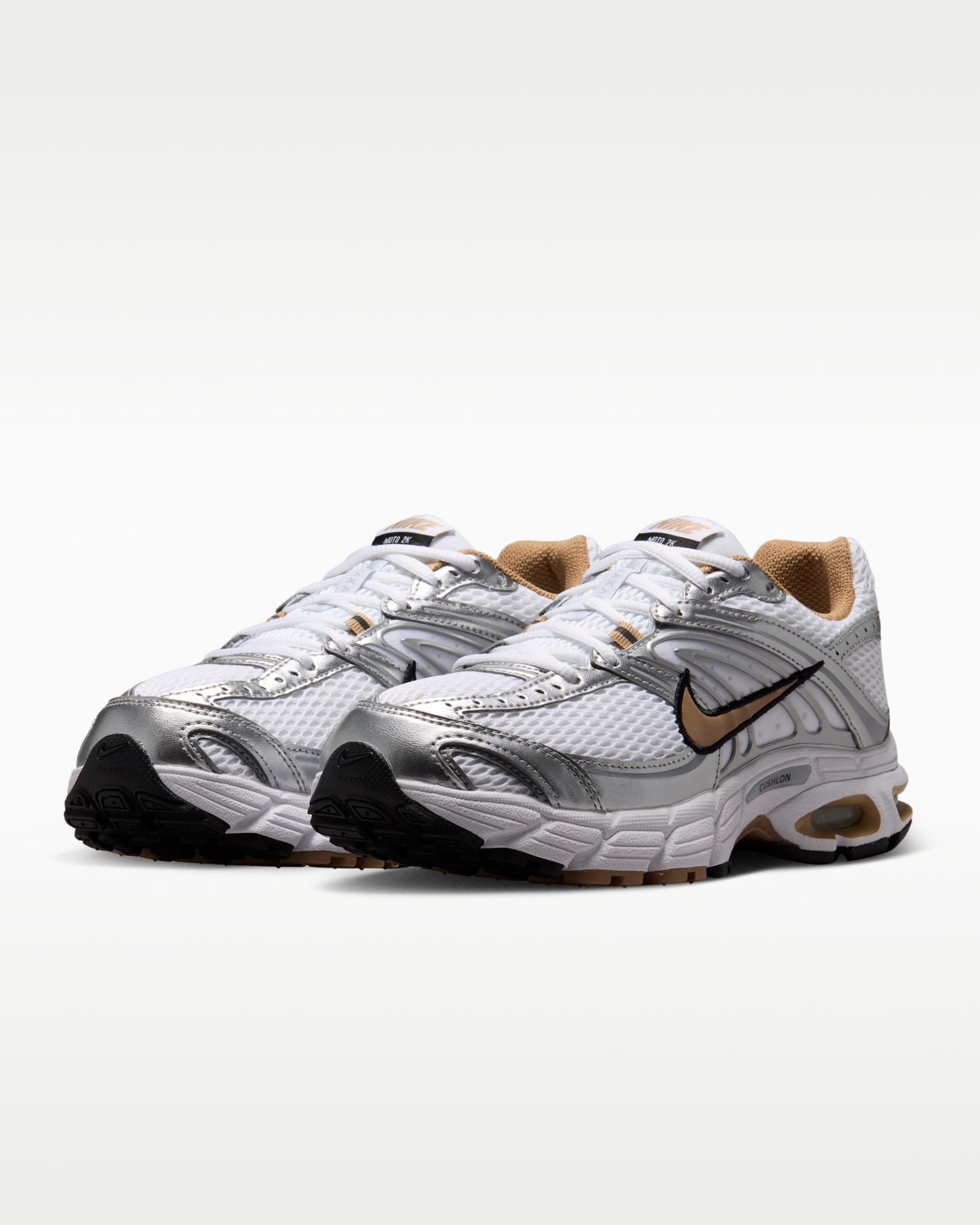 Nike Air Max Moto 2K Women's Shoes with Reflective Design Accents - White/Metallic Silver/Black/British Khaki - View 5