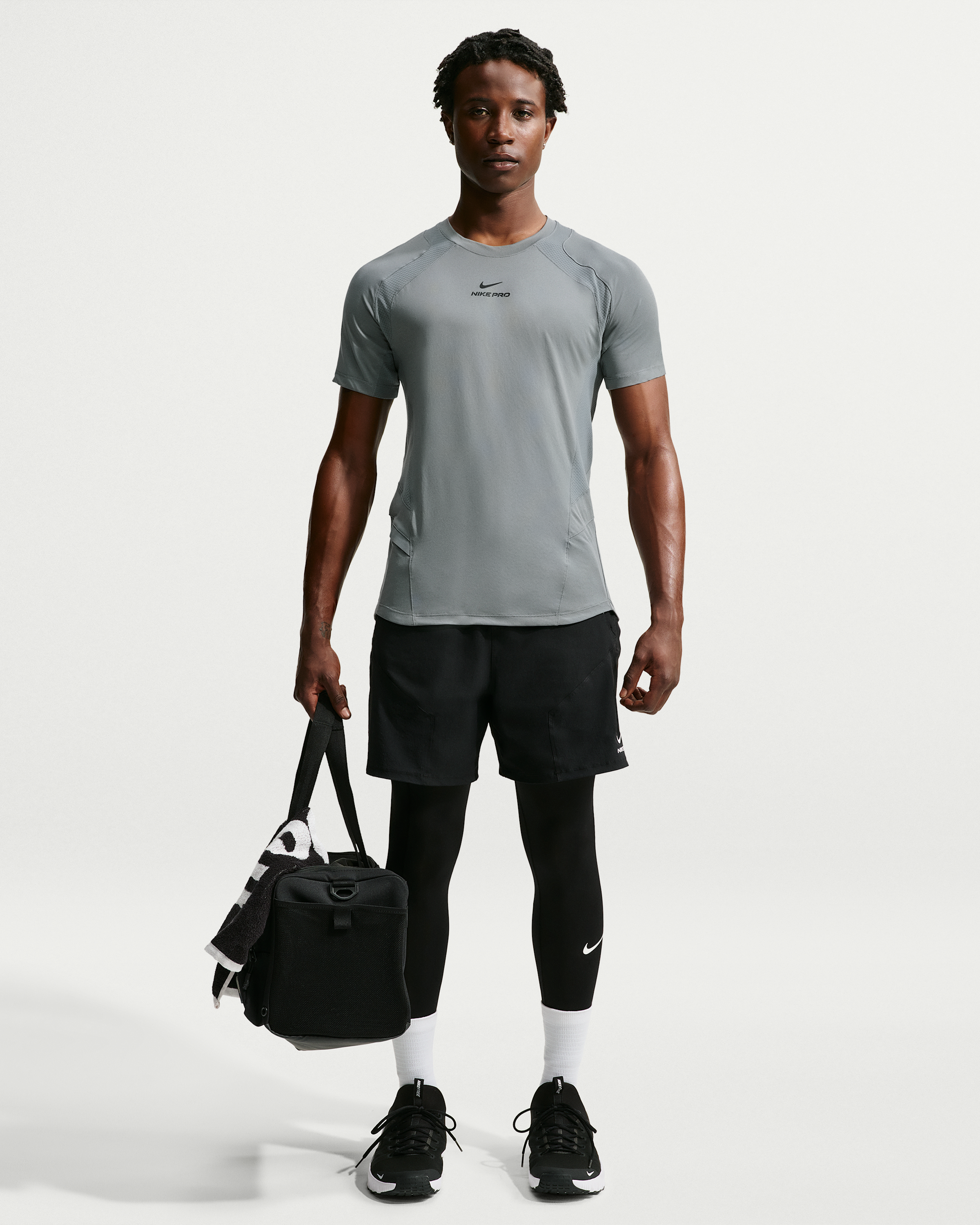 Nike Pro Training Men's Dri-FIT ADV Short-Sleeve Top - Smoke Grey/Smoke Grey/Black - View 4