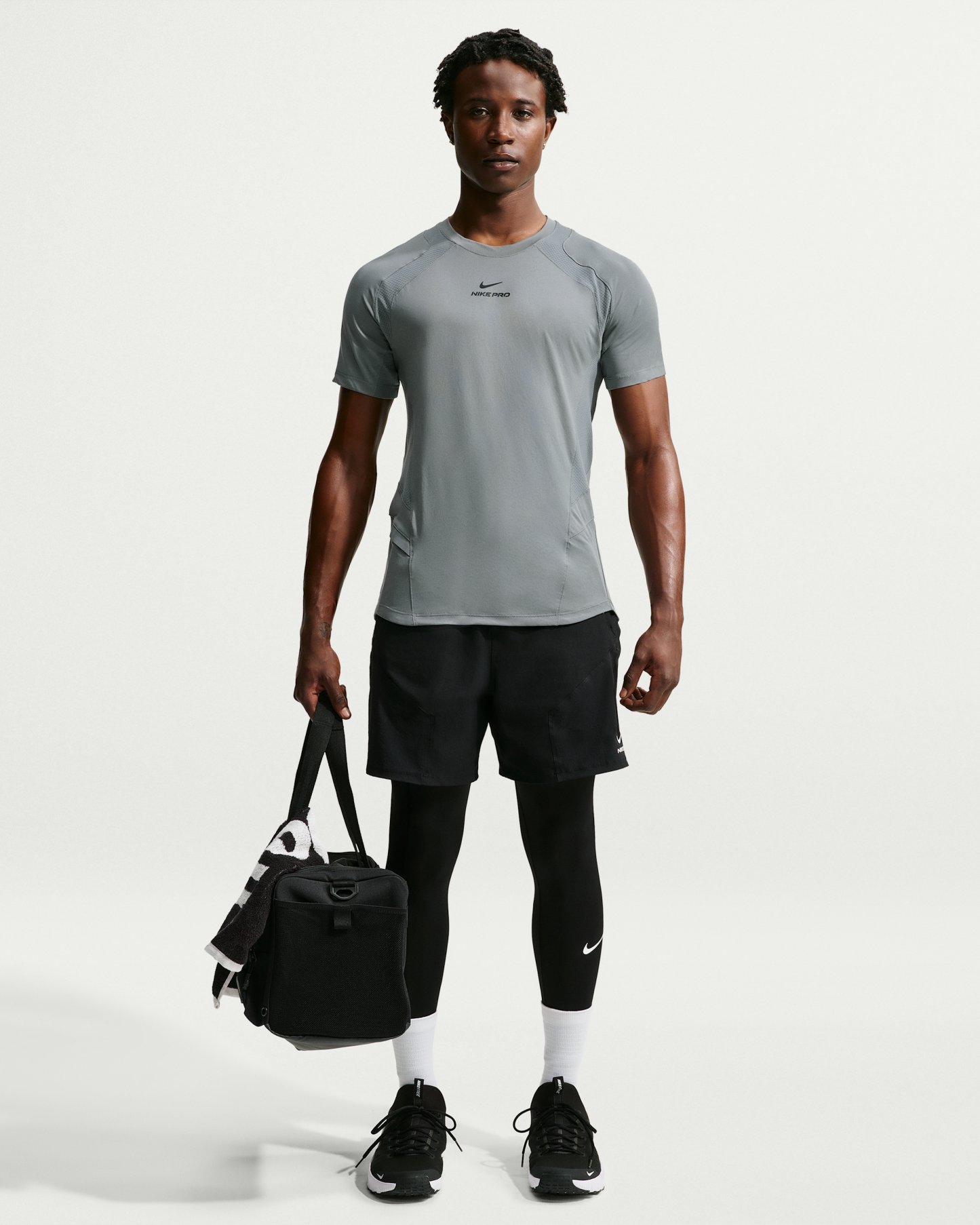 Nike Pro Training Men's Dri-FIT ADV Short-Sleeve Top - Smoke Grey/Smoke Grey/Black - View 4