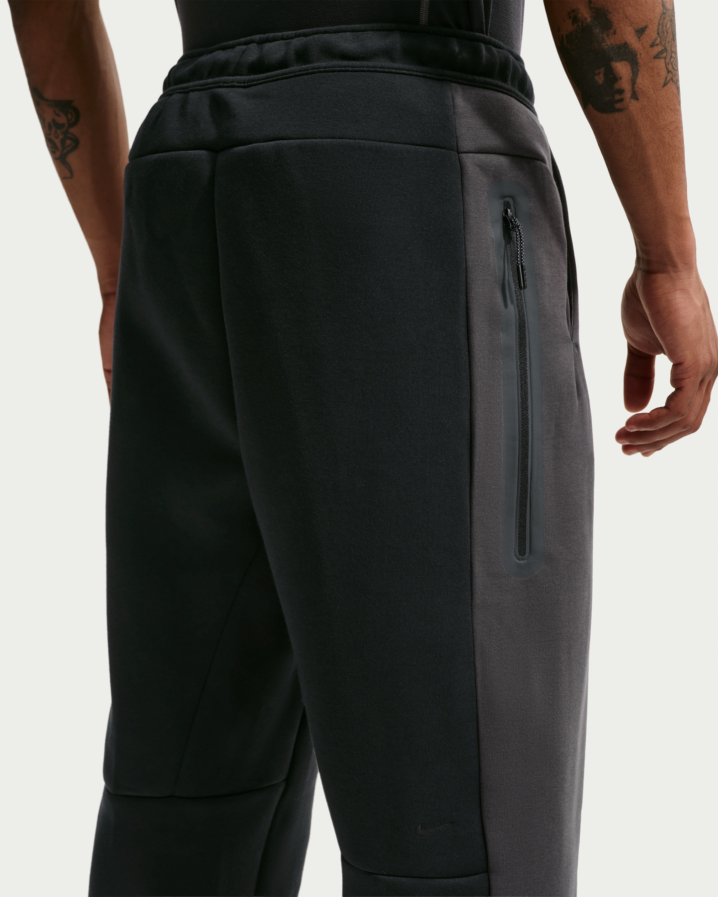 Nike Tech Men's Colour-Block Open-Hem Fleece Trousers - Black/Anthracite/Black - View 3