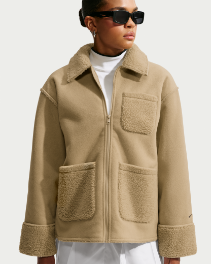 Nike Sportswear Women's Oversized Therma-FIT Chore Jacket - Parachute Beige/Black - View 1