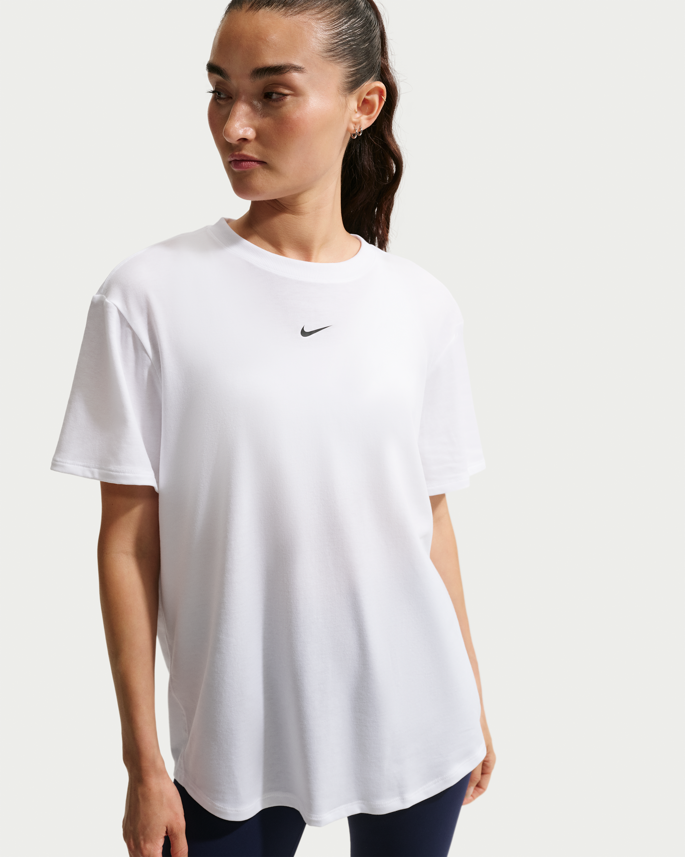Nike One Relaxed Women's Dri-FIT Short-Sleeve Top - White/Black - View 1