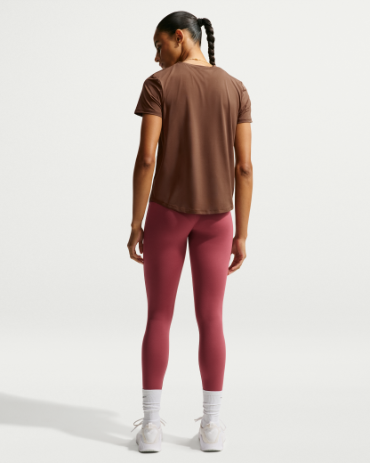 Nike One Classic Women's Dri-FIT Short-Sleeve Top - Cacao Wow/White - View 5