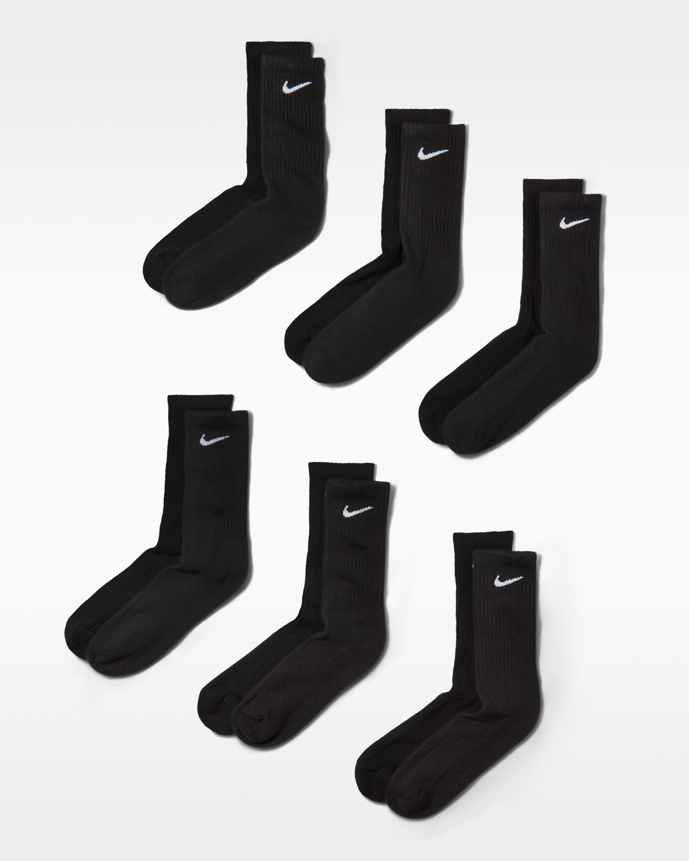 Nike Everyday Cushioned Training Crew Socks (6 Pairs) - Black/White - View 1