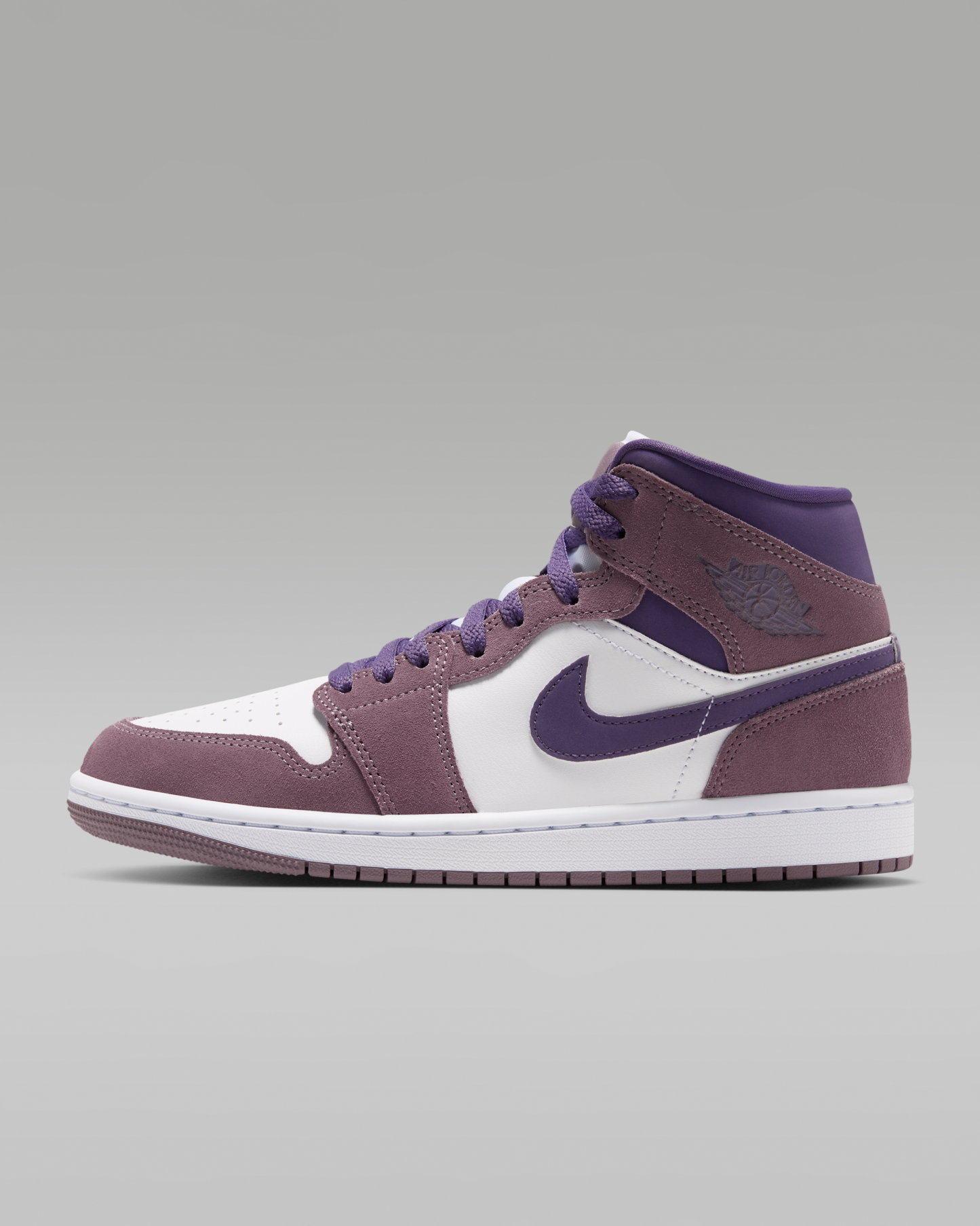Air Jordan 1 Mid Women's Shoes - Purple Smoke/White/Canyon Purple - View 1