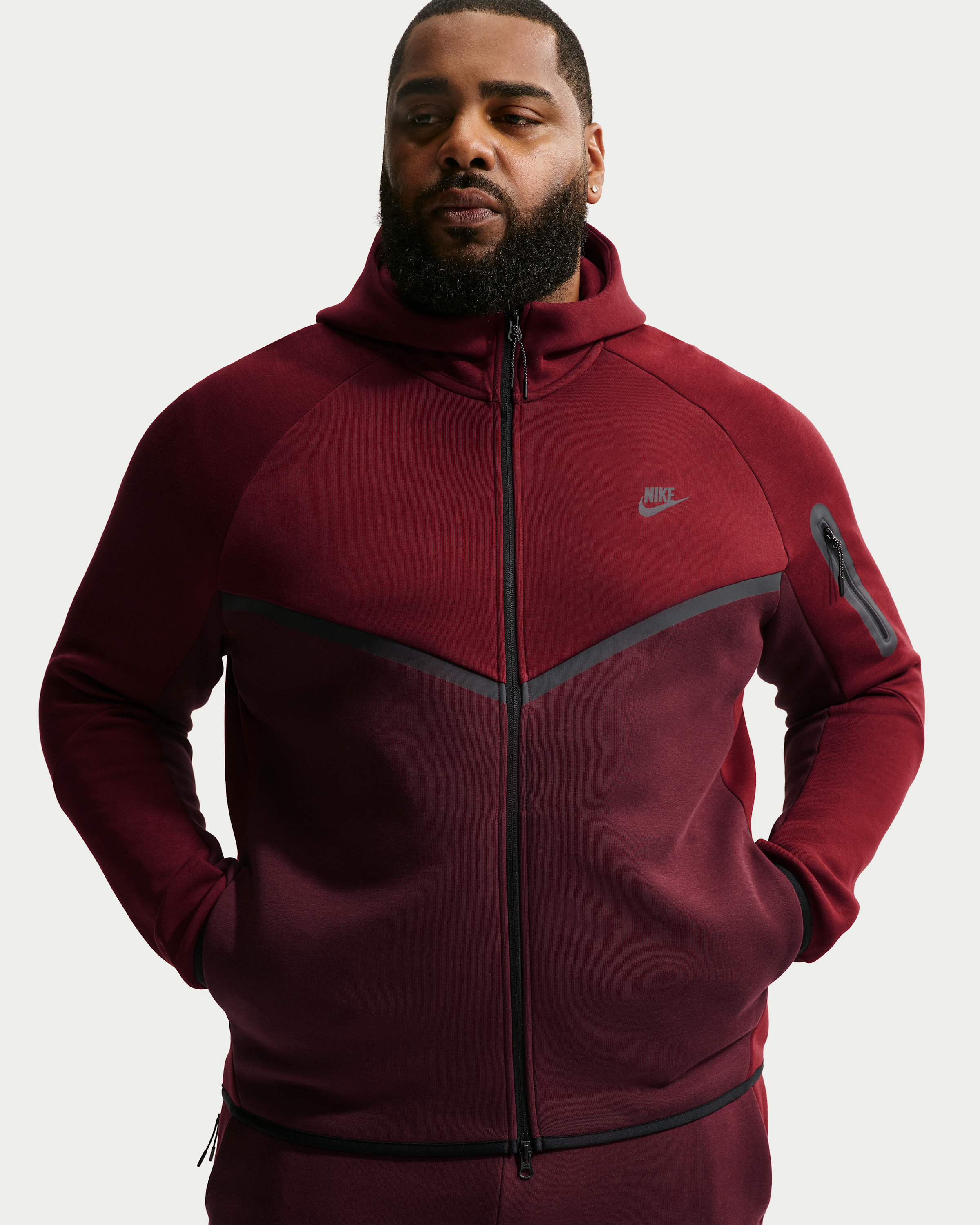 Nike Tech Men's Fleece Windrunner Full-Zip Jacket - Dark Team Red/Burgundy Crush/Black - View 6