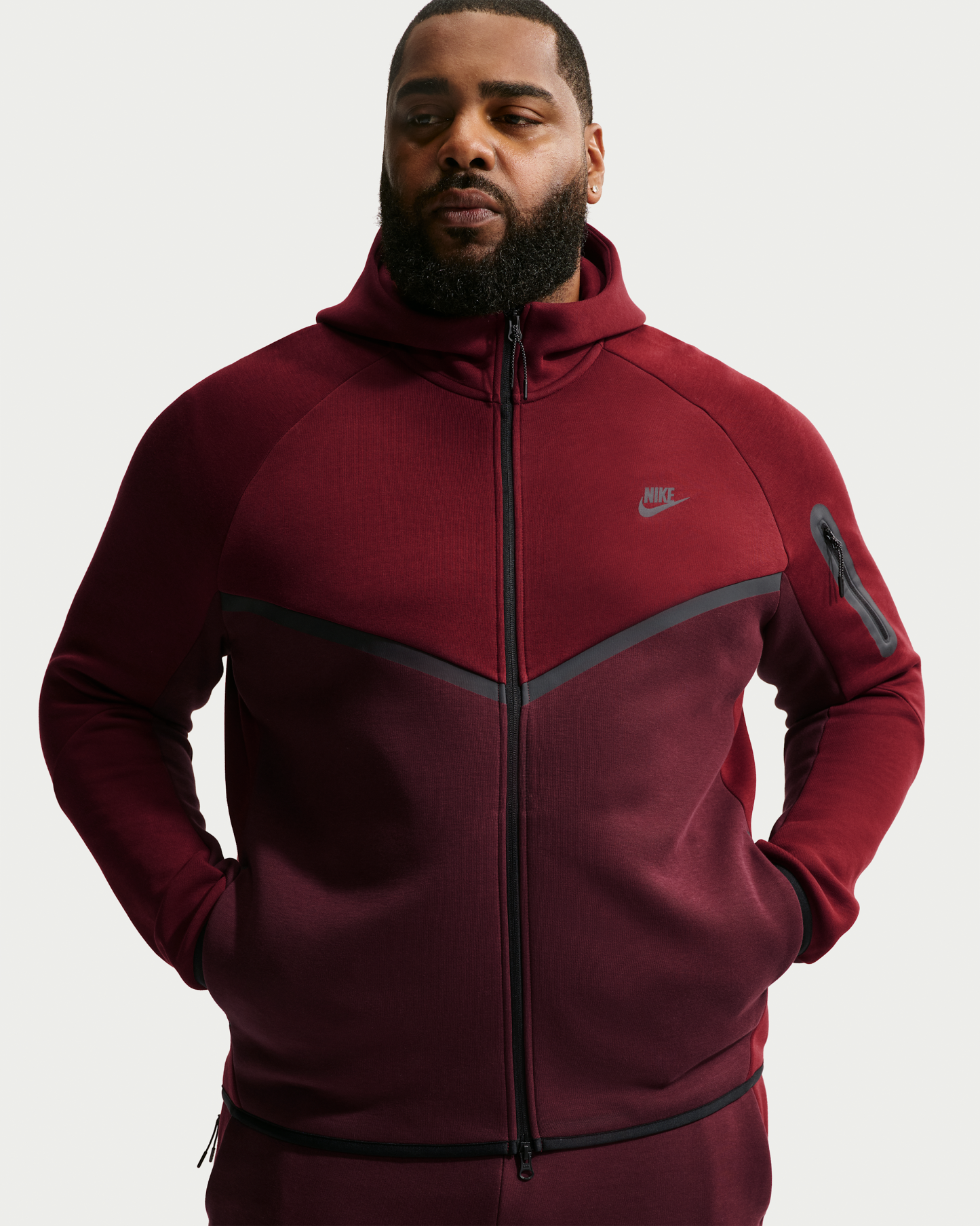 Nike Tech Men's Fleece Windrunner Full-Zip Jacket - Dark Team Red/Burgundy Crush/Black - View 6