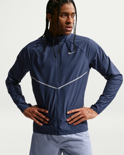 Nike Miler Men's Repel UV Protection Hooded Running Jacket - Midnight Navy/Midnight Navy - View 1