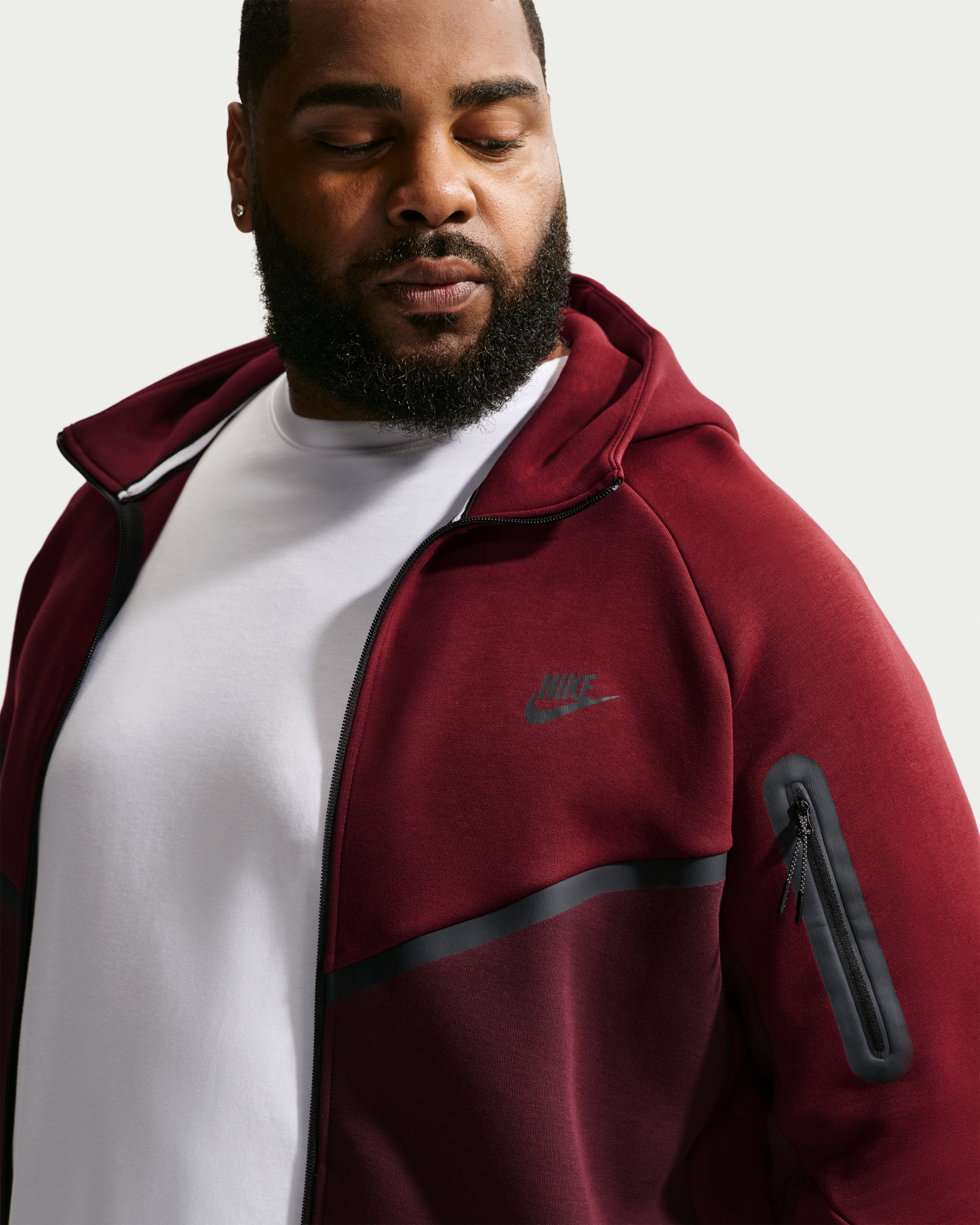 Nike Tech Men's Fleece Windrunner Full-Zip Jacket - Dark Team Red/Burgundy Crush/Black - View 8